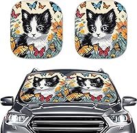 Vista 27 de Parasol para parabrisas de automóvil con estampado de playa tropical, protección universal para proteger el interior del automóvil, bloquea