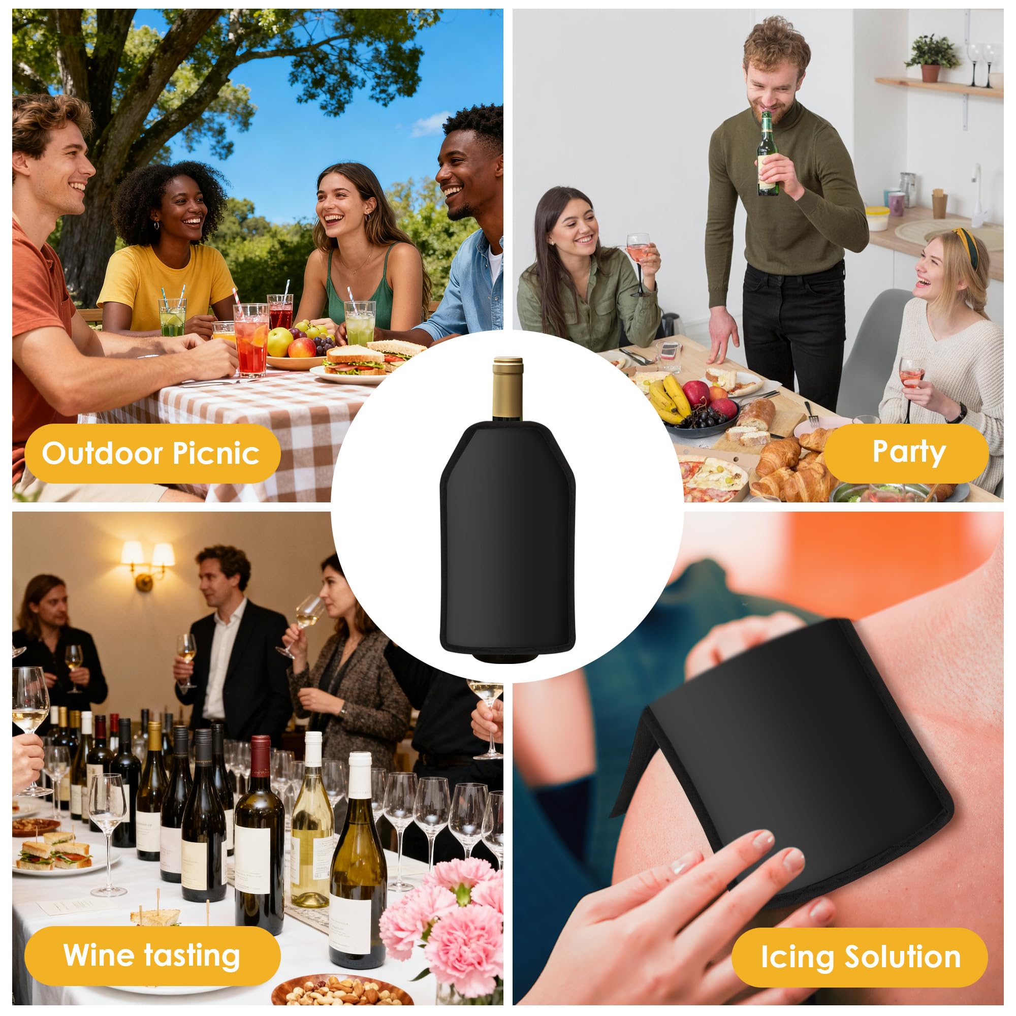 Funda Enfriadora de Botella de Vino, Enfriador Rápido para Vino Cubierta Refrigeradora Wine Cooler de Gel Refrigerador Bolsa Enfriador para Vino Espumoso Champán Cerveza (1)