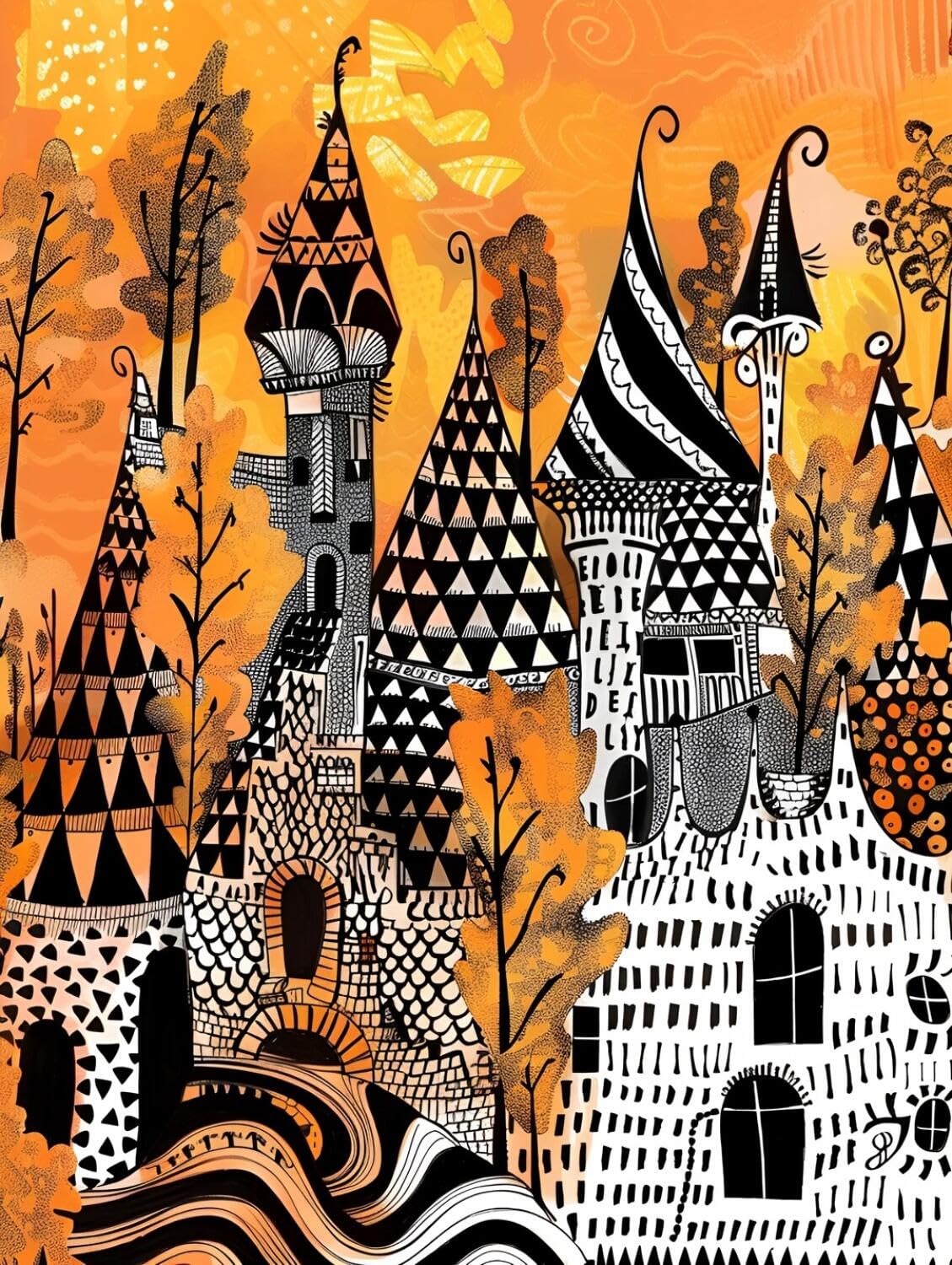 Rqwybcaxn Z Bead Cross Stitch Kits Autumn Town 40X50cm