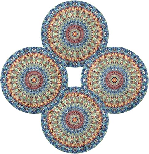 Miniatura 2 de Qilmy Juego de 4 manteles individuales redondos de poliéster, antideslizantes, lavables, resistentes al calor, para decoración de mesa de comedor y