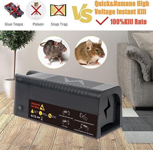 Miniatura 4 de Trampa eléctrica para ratones  Zapper interior eficaz para el hogar, garaje, ático y apartamento  Trampas reutilizables para ratones (negro)