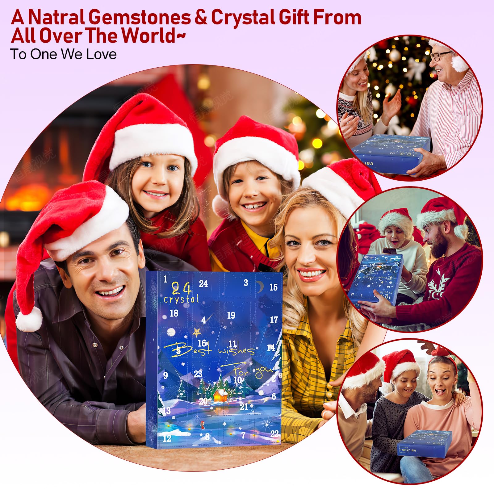 Calendario Adviento 2025 Minerales, 24 Días Calendario de Adviento 2025 Minerales y Cristales Fosiles Piedras Preciosas Naturales, Navidad Advent Calendar 2025 para Niños Niñas Mujer Hombre Girls