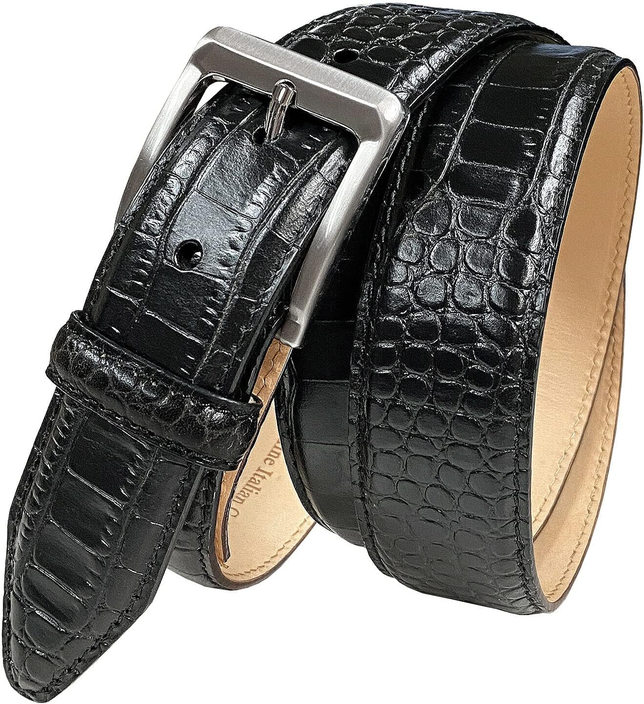 Joseph Gold/Grove Silver / J2 Genuine Full-Grain Cowhide Leather Designer Dress Belt 1-3/8"(35mm) Wide