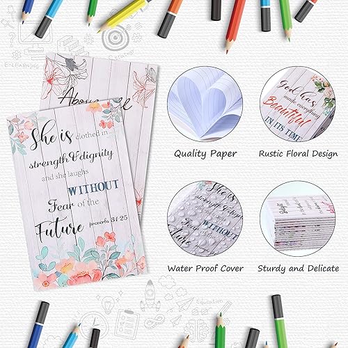 Miniatura 9 de Diarios de fe de oración diaria de flores para mujer cuadernos de versículos bíblicos con patrones florales rústicos citas de escritura blocs de