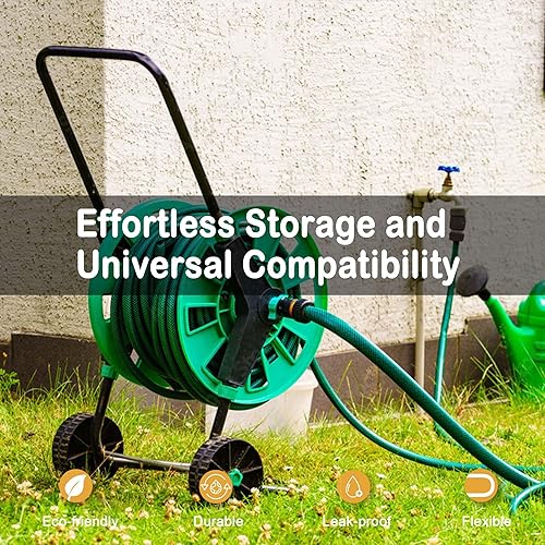 Miniatura 8 de ORGRIMMAR Manguera de agua flexible de 15 pies manguera verde resistente de 58 pulgadas con accesorios de latón macizo, ligera y duradera para