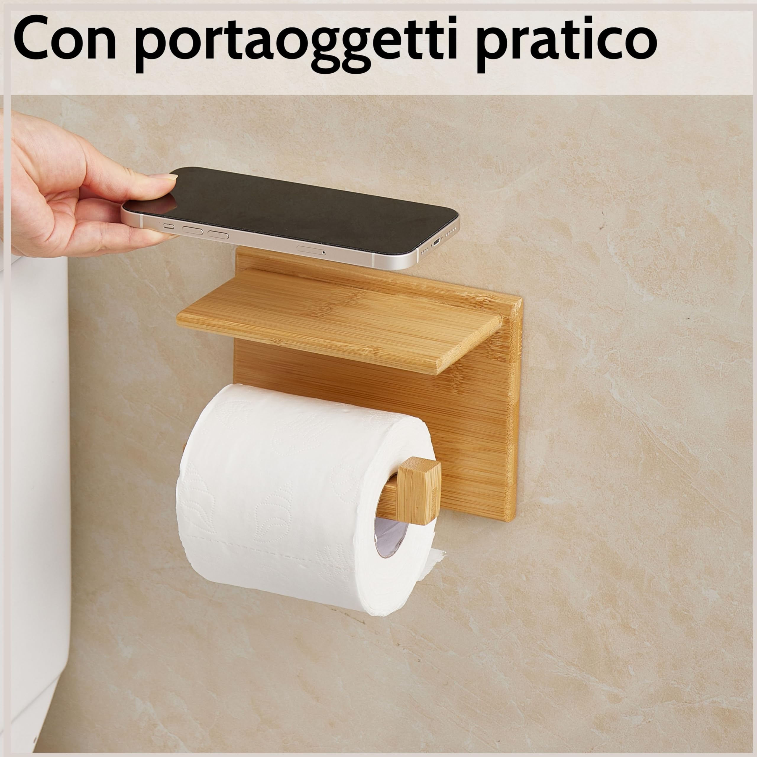 Portarotolo Di Carta Igienica - Portarotolo Di Carta Igienica Con Mensola Adesiva Senza Foratura O Montaggio A Parete Con Viti Per Il Bagno Cont~p123498903