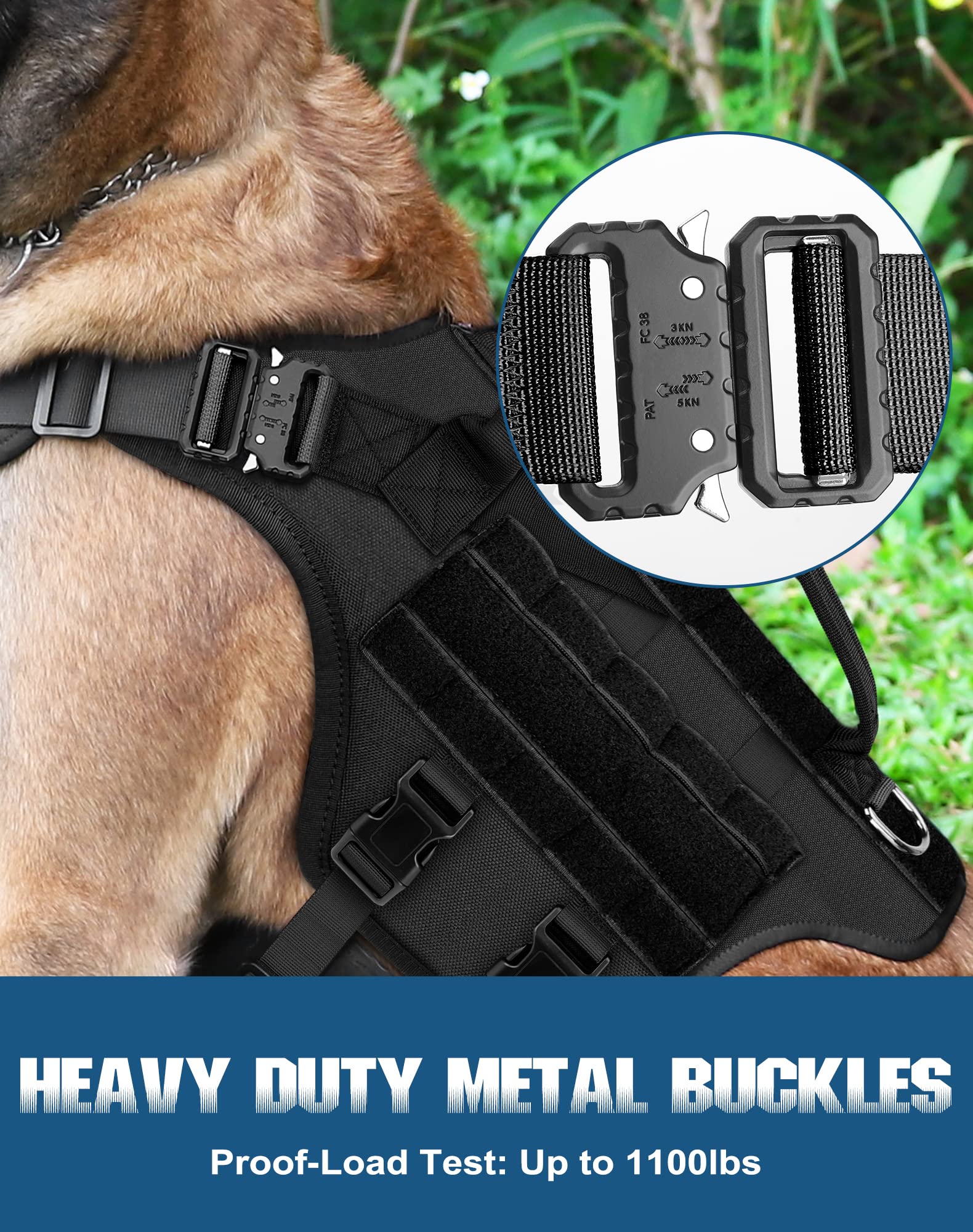 Arnés táctico para perros grandes (negro, XL)