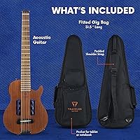 Vista 6 de Traveler Guitar Escape Mark III - Guitarra acústica de caoba Acústica portátil con amplificador de auriculares integrado Guitarra sin cabeza a