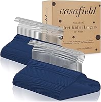 Vista 4 de Casafield 100 perchas de terciopelo para bebé, tamaño de 11 pulgadas para ropa de bebés y niños pequeños, color azul rey