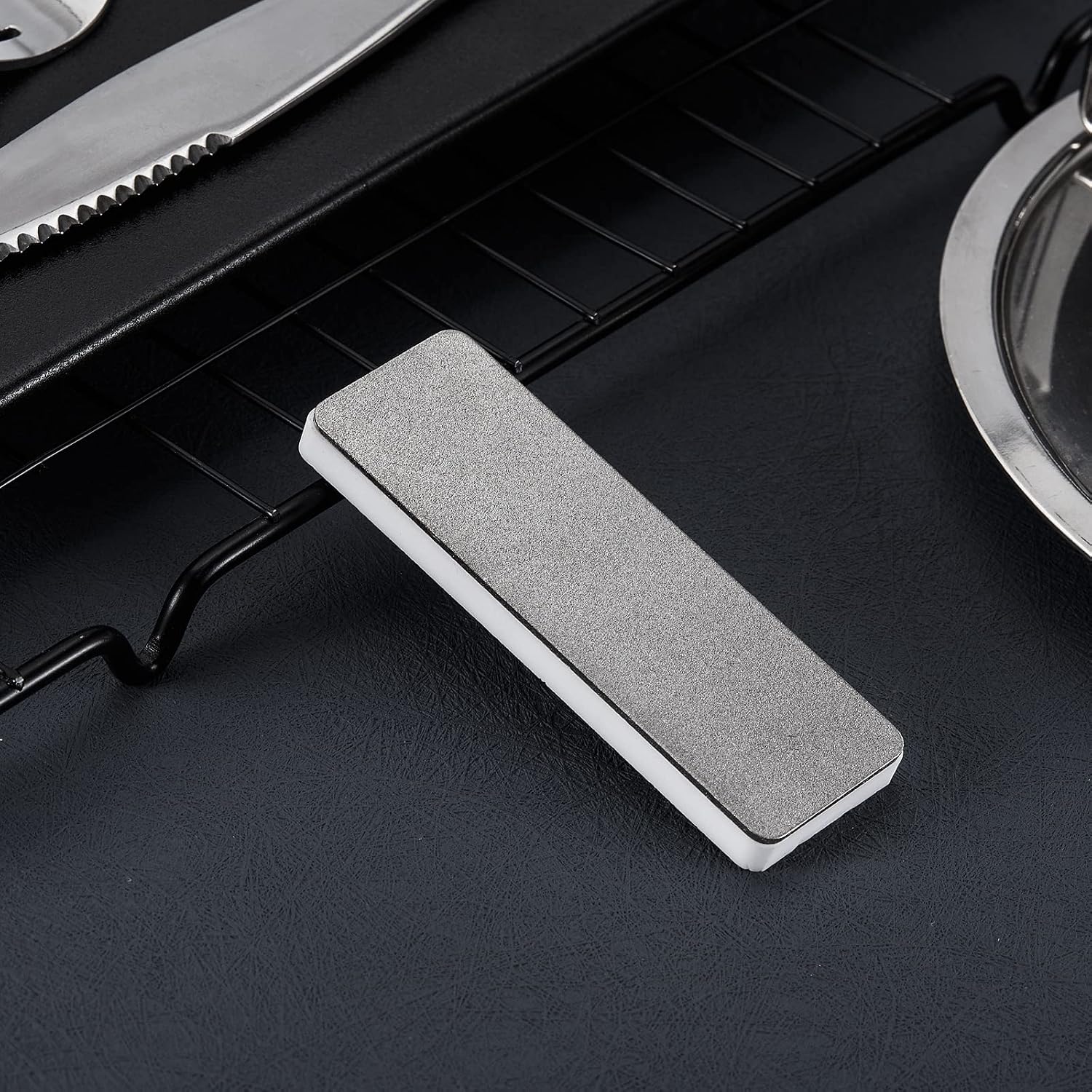 Patelai 2 Pcs Mini Pocket Knife Sharpener Stone Double Sided Portable Sharpening Stone Whetstone Diamond Ceramic Sharpen Tools 400/1000 Grit for Knives Scissors Kitchen Outdoor Survival Gear