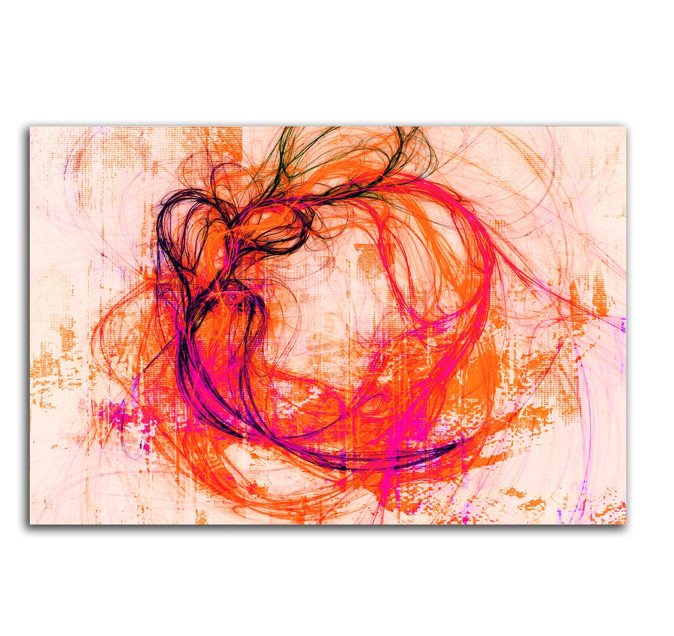 4-teiliges Wandbild Auf Leinwand – Abstrakt In Orange & Rottönen, Je 30x30 Cm