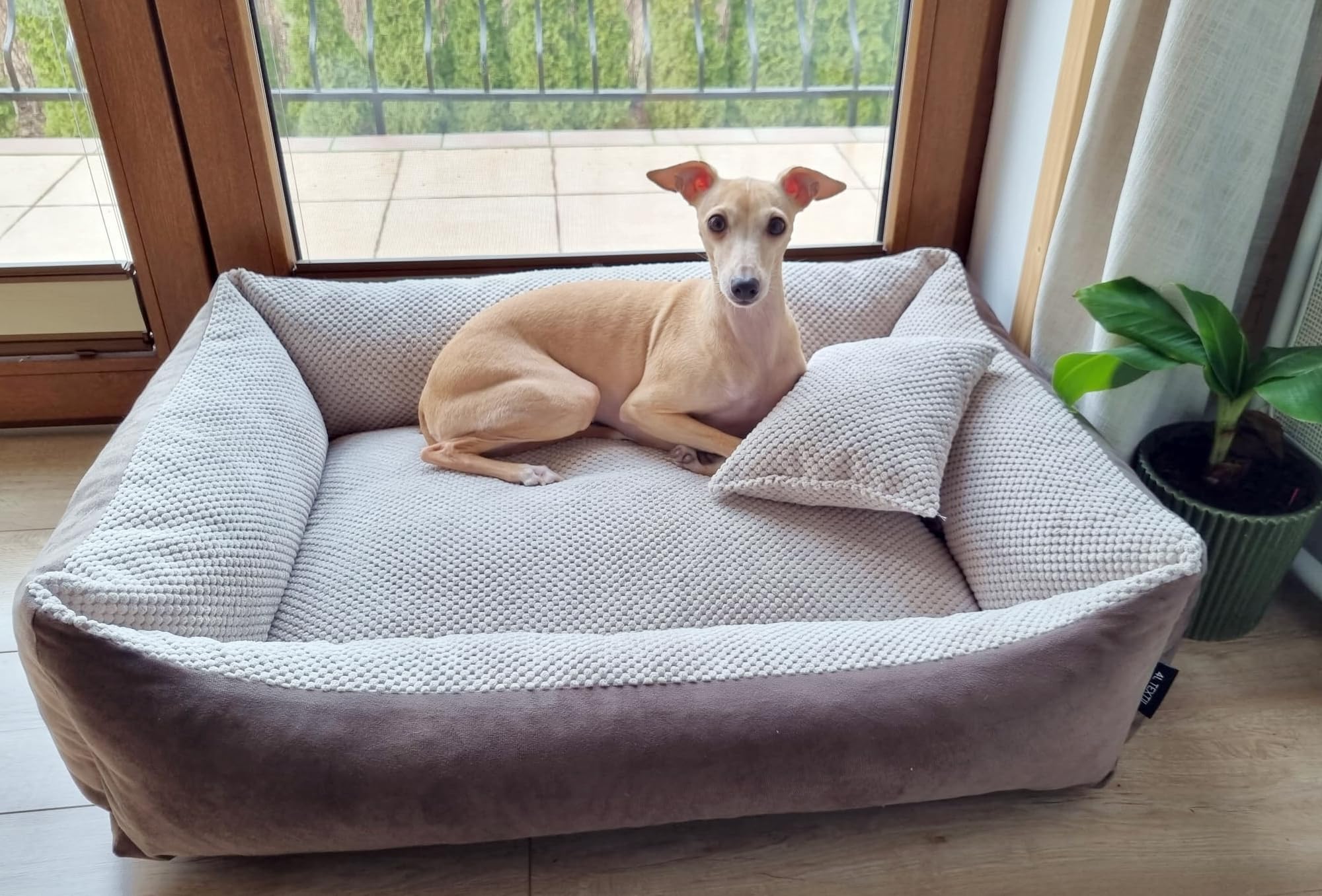 4L Textil Otto Acogedora Cama para Perro Funda Desenfundable y Lavable Cesta para Perro Cojín para Perro Mediano Esponjosa Cesta para Perro Sofá para Perro (120x100 cm, Dots 04)