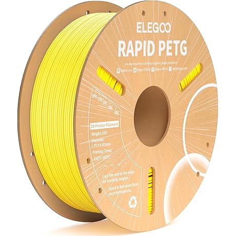 ELEGOO Rapid PETG Filament 1.75mm Yellow: High-Quality 3D Printing Material