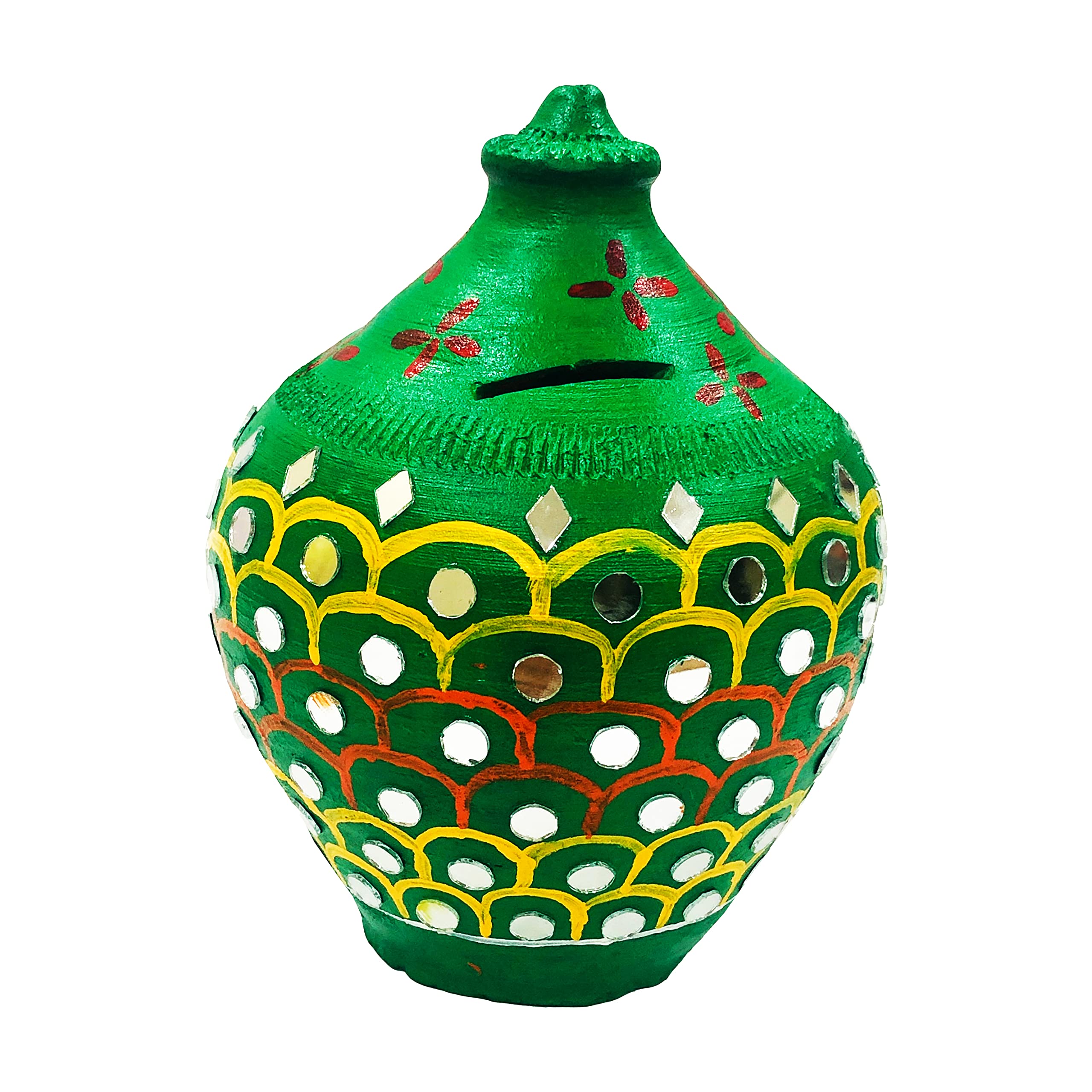 ShopMeFast Handcraft Terracotta Money Bank, Coin Holder, Piggy Bank, Mitti Ki Gullak, Coin Box, Money Box - Gift Items for Kids and Adults (Red) (Med. Small Green (Height: 8 Inches.)) (B0BT1R558T) Amazon Price History, Amazon Price Tracker