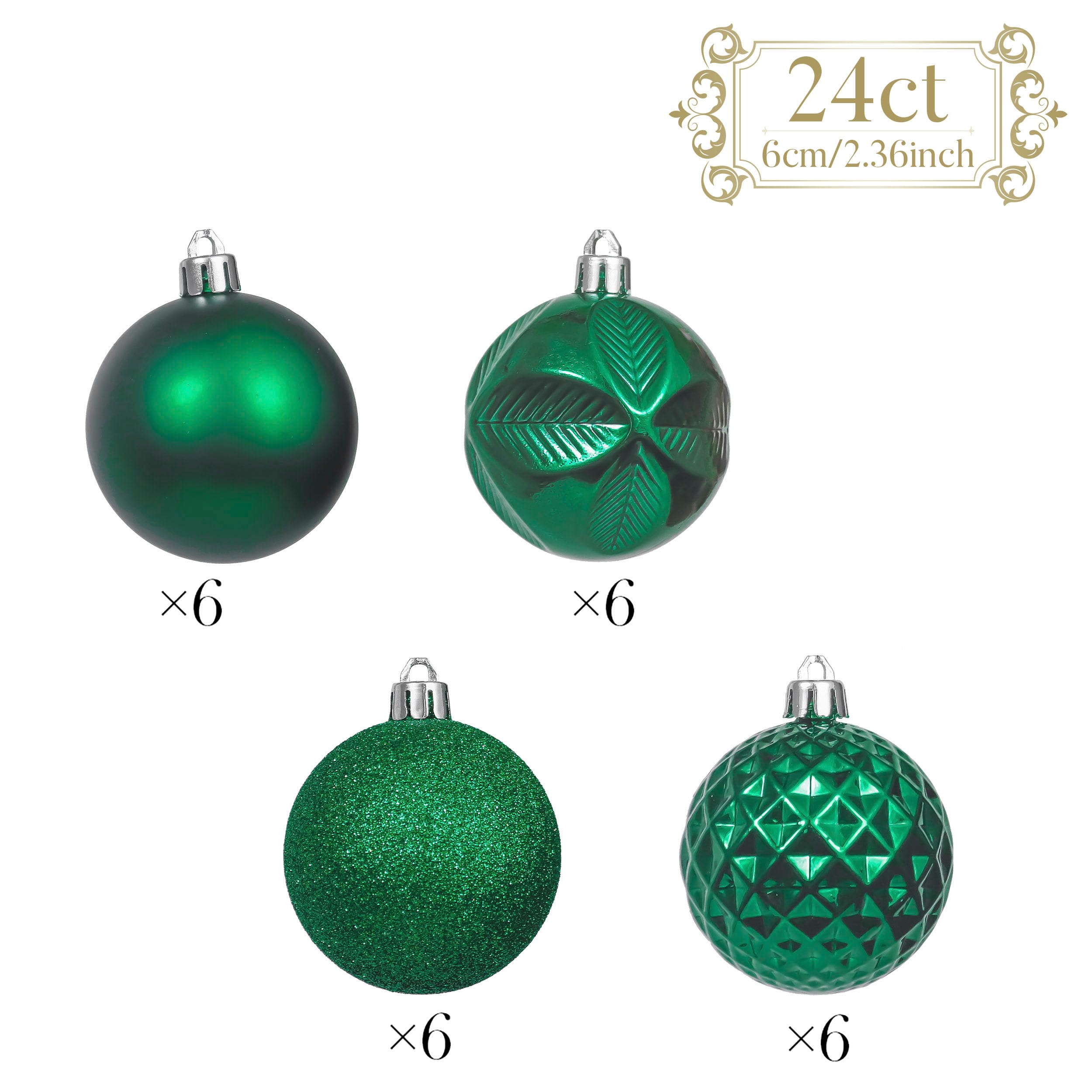 Valery Madelyn Boules de Noël incassables pour décoration d'arbre de Noël 24 carats 60 mm avec jupe d'arbre (non incluse)