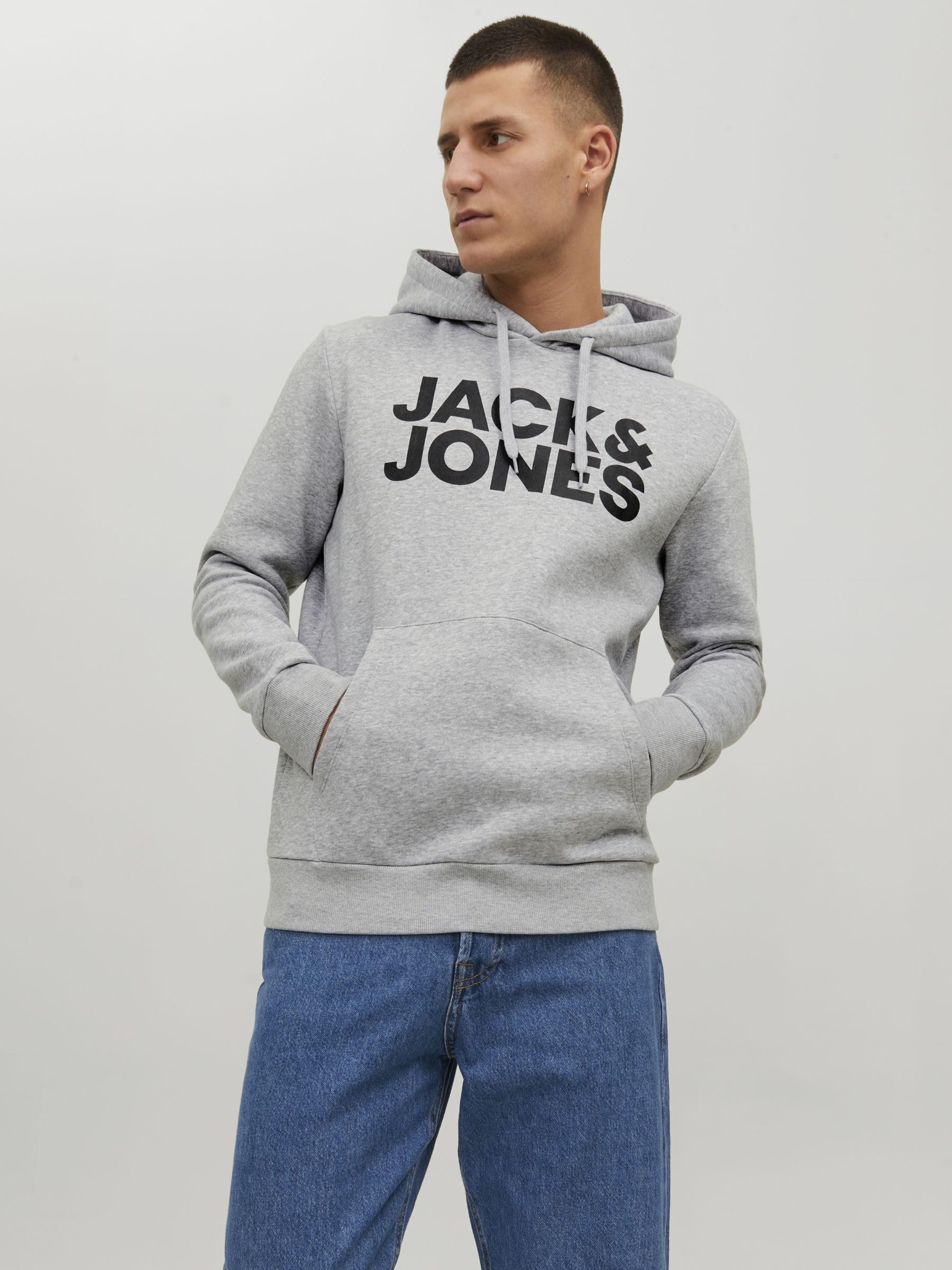 JACK & JONES Hoodie Herren Regular Fit JJEADRIAN Kapuzenpullover Pullover Sweater Print Schwarz Grau Grün Braun Beige Blau S M L XL XXL 3XL 4XL 5XL 6XL 7XL 8XL - 2