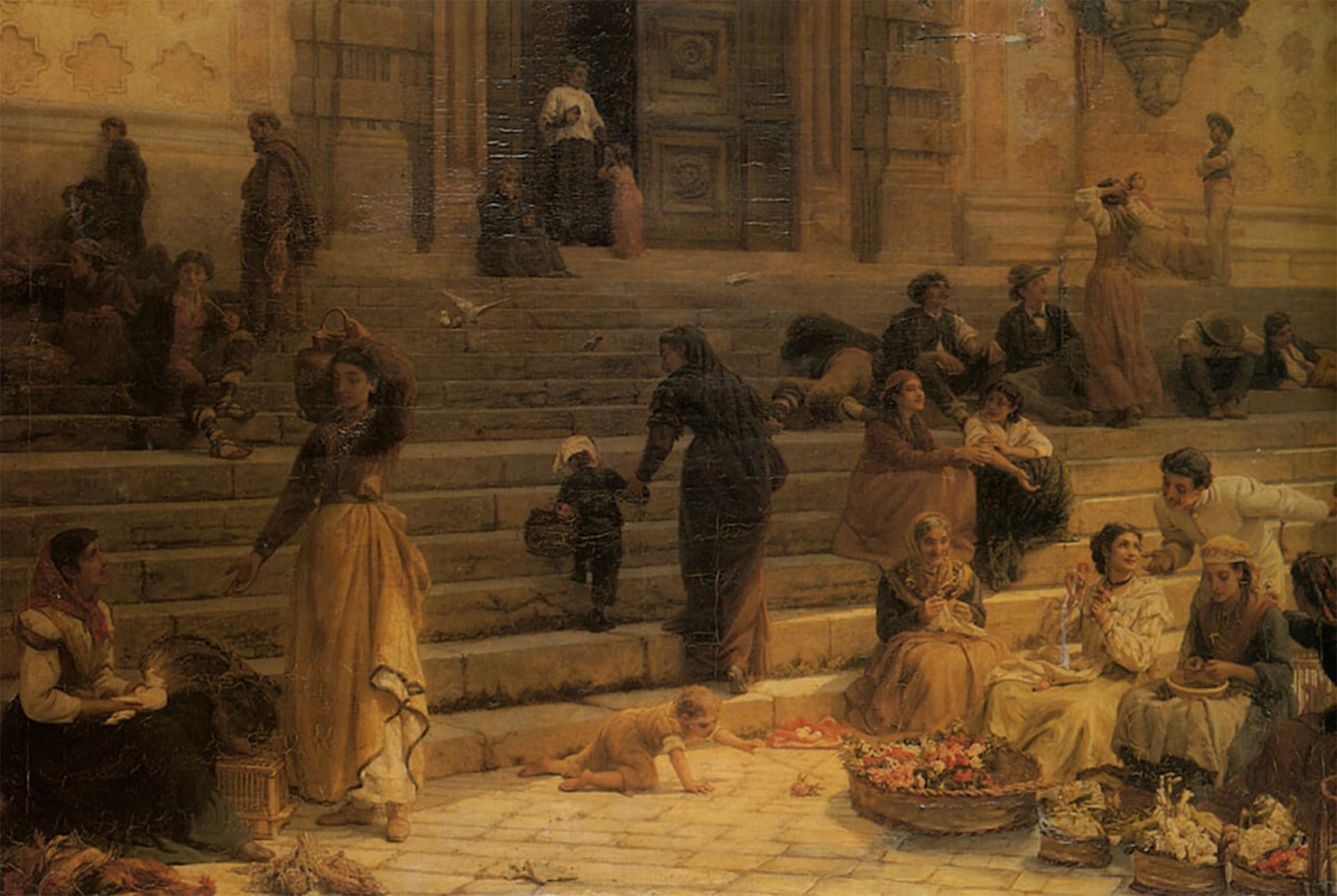 ARTXLXXBN Famous Art Print Poster Vintage Wall Art Market Day Perugia by Frank William Warwick Topham Canvas Art Poster for Home Decor 60x90cm