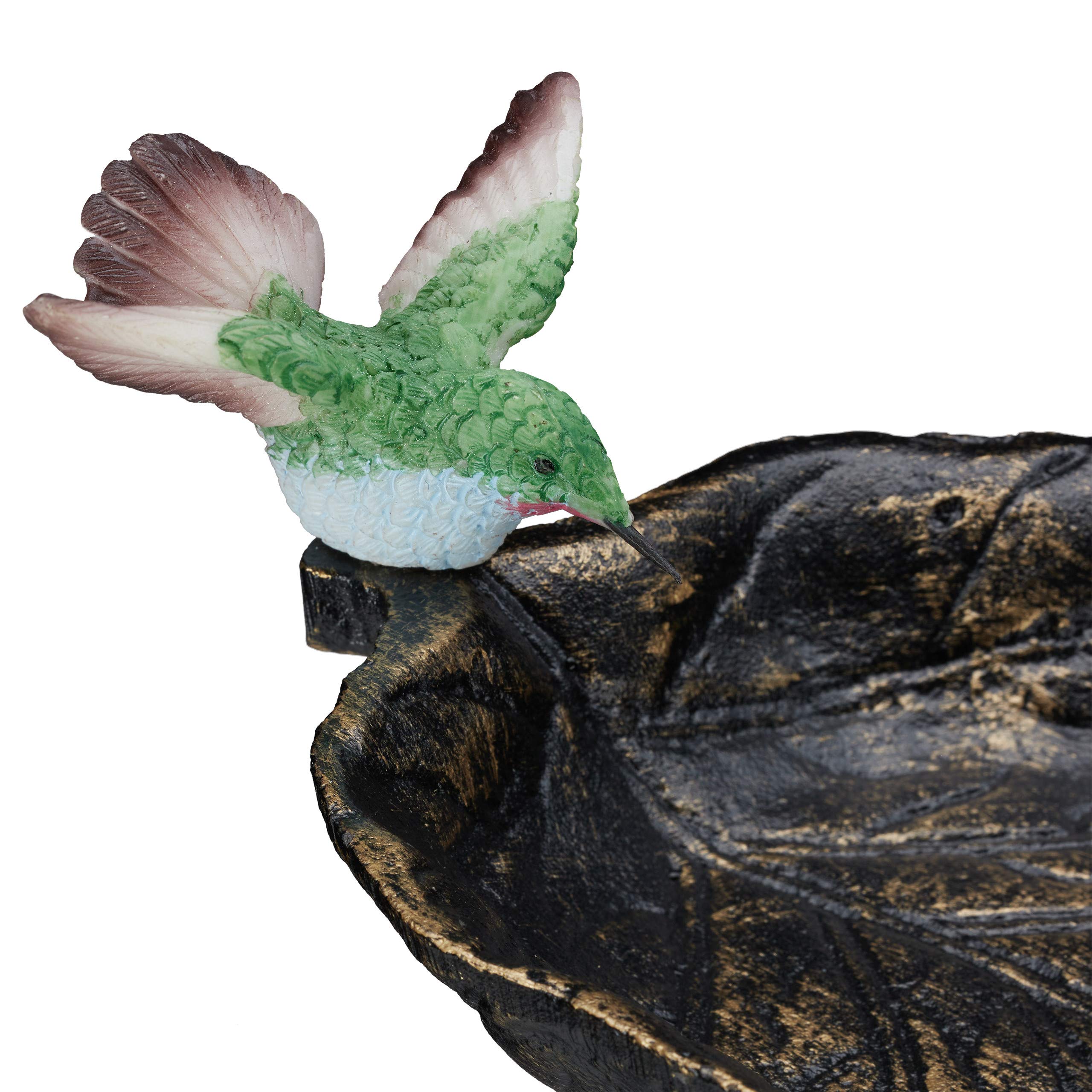 relaxdays Abreuvoir pour Oiseaux en Fonte, avec pic de Terre,Décoration pour Jardin, Mangeoires, 1 m de Hauteur, Bronze