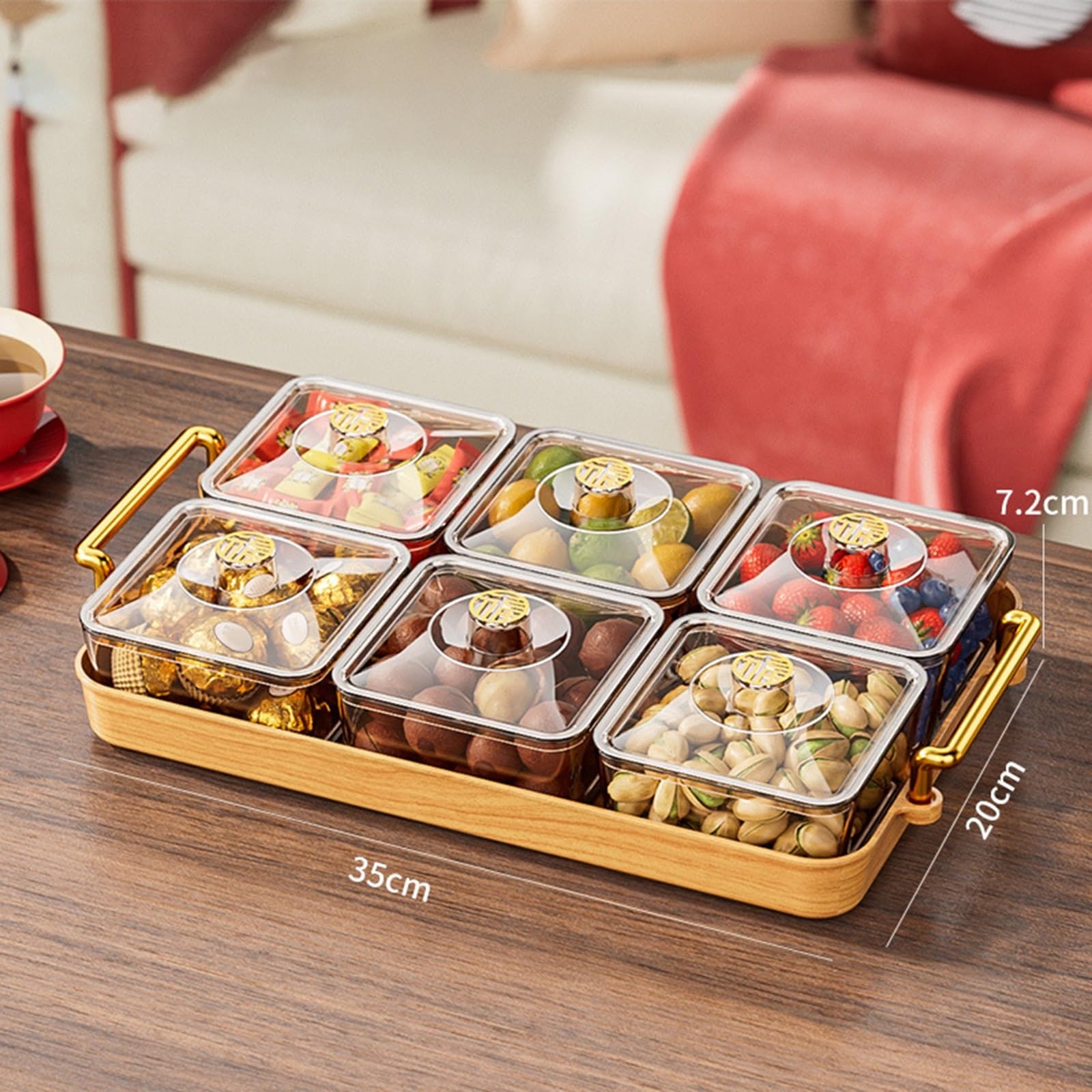 Bandeja dividida for servir refrigerios para Almacenar Nueces | Recipiente for nueces y dulces, plato, bandeja de frutos secos for escritorio de vacaciones, multifuncional