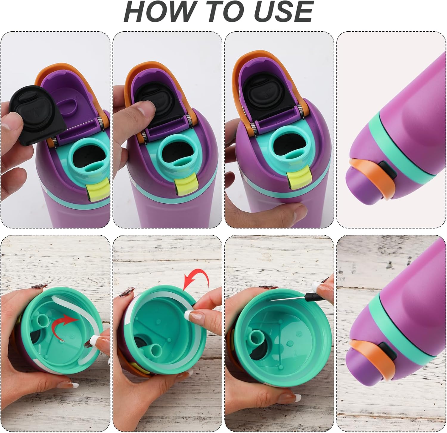 2pcs Rubber Bottle O Seal Ring & 2pcs Replacement Stopper for Owala FreeSip 24oz 32oz, BPA-Free Silicone Water Bottle Top Lid Mouth Parts for Owala 16/19/24/32/40oz Cap Gasket Plug Accessories(Black) - Image 3