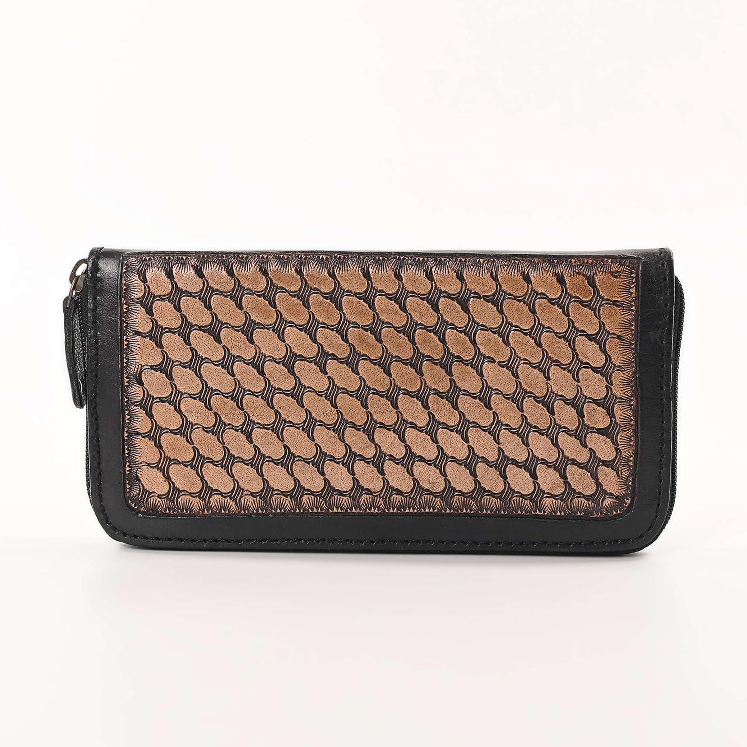 Merbaa Western Floral Tooled Leather Wallet for Women – Handcrafted Zip-Around Cowgirl Purse with Sunflower Design | Vintage Style Leather Organizer for Everyday Use - Image 3