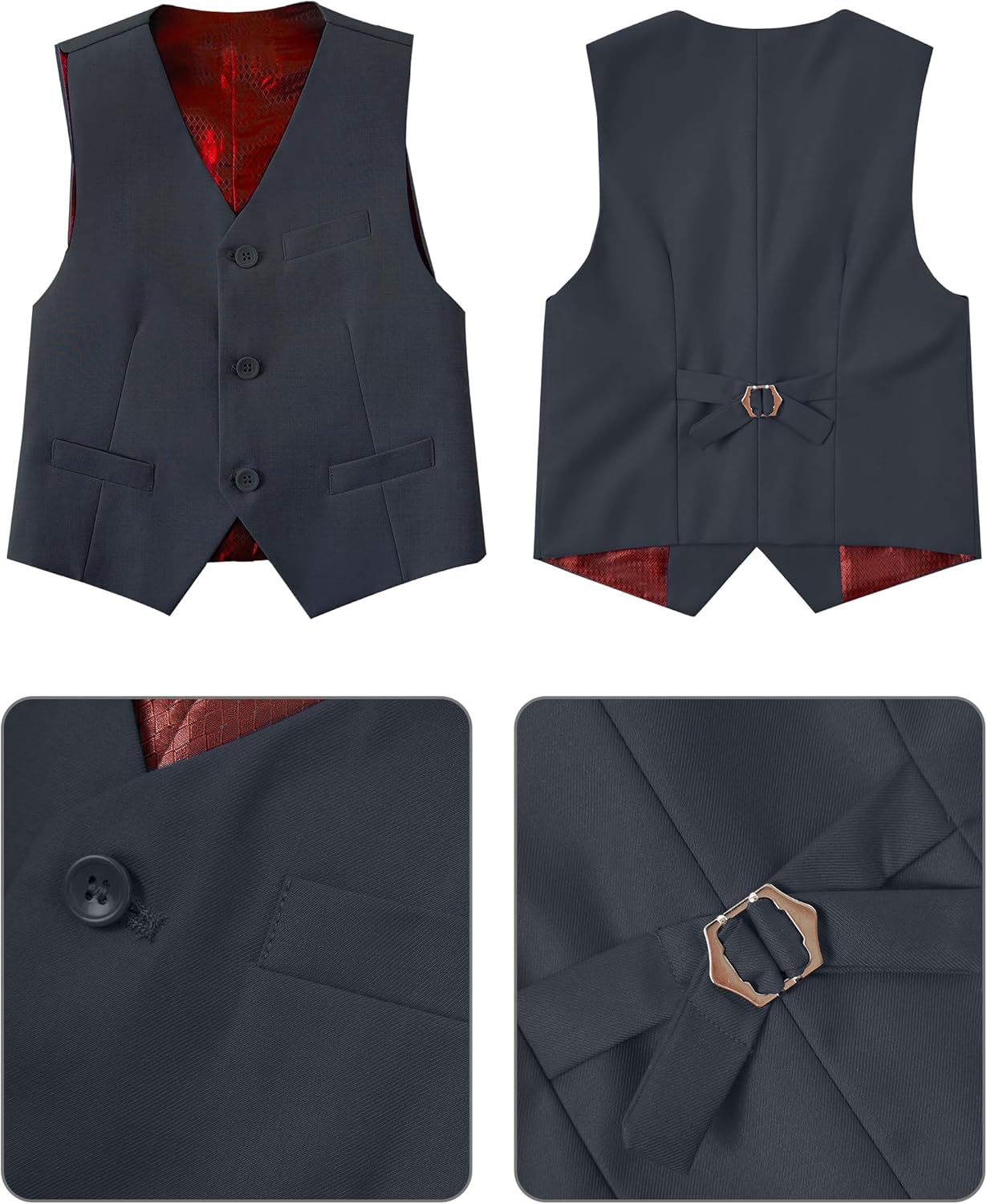 Boys Suit for Kids Tuxedo Vest and Pants Set with Shirt Tie and Bowtie Formal Dresswear - Image 4