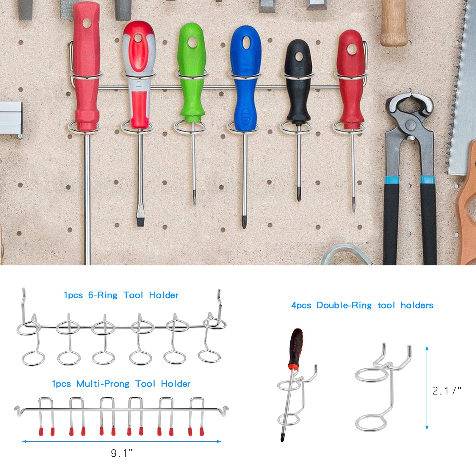 138 Pezzi Assortimento di Ganci per Pannello Forato, Kit Organizer per Accessori, Serrature per Pioli, Attacco per Organizzare Vari Strumenti