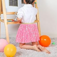 Vista 3 de KEREDA Falda de Tutú con Capas para Niñas, Falda de Tul de Lentejuelas Brillantes para Baile