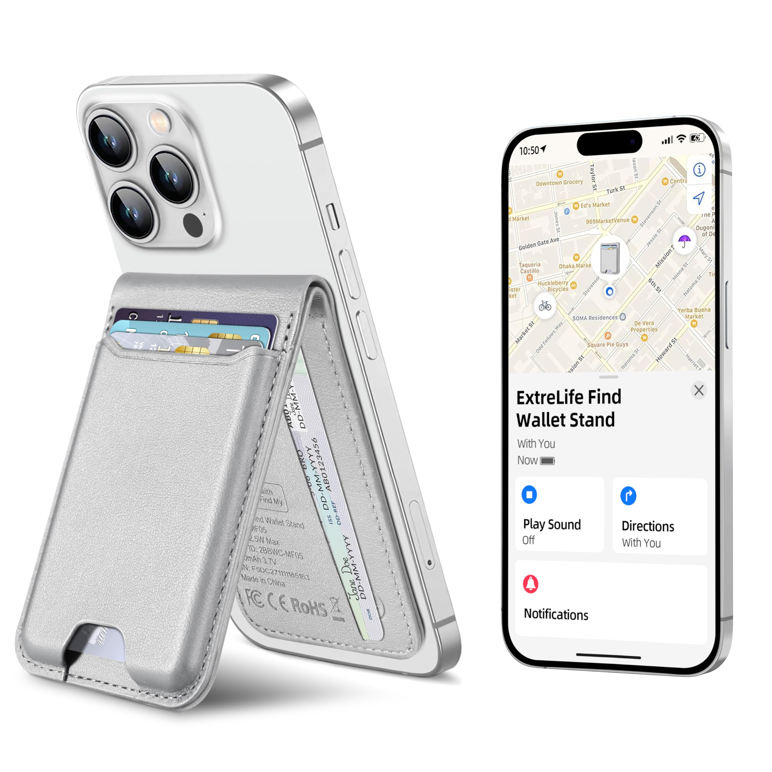 ExtreLife for Magsafe Wallet, Works with Apple Find My, Strongest Magnetic Wallet for iPhone 16/15/14/13/12 Series, Magnetic Card Holder with