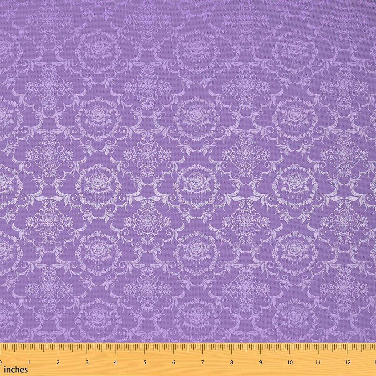 Feelyou Adults Gothic Fabric by The Yard 2 Yards Vintage Rose Boho Decorative Waterproof Outdoor Fabric Ombre Purple Damask Upholstery Fabric for Chairs Luxury Farmhouse Outdoor Fabric