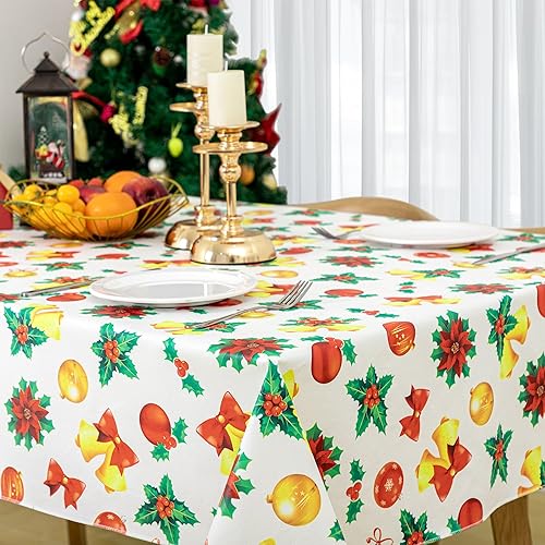 Vista 108 de Mantel rectangular de vinilo de 52 x 70 pulgadas con reverso de franela, mantel para el día de San Valentín, mantel de hule 100% impermeable Azul