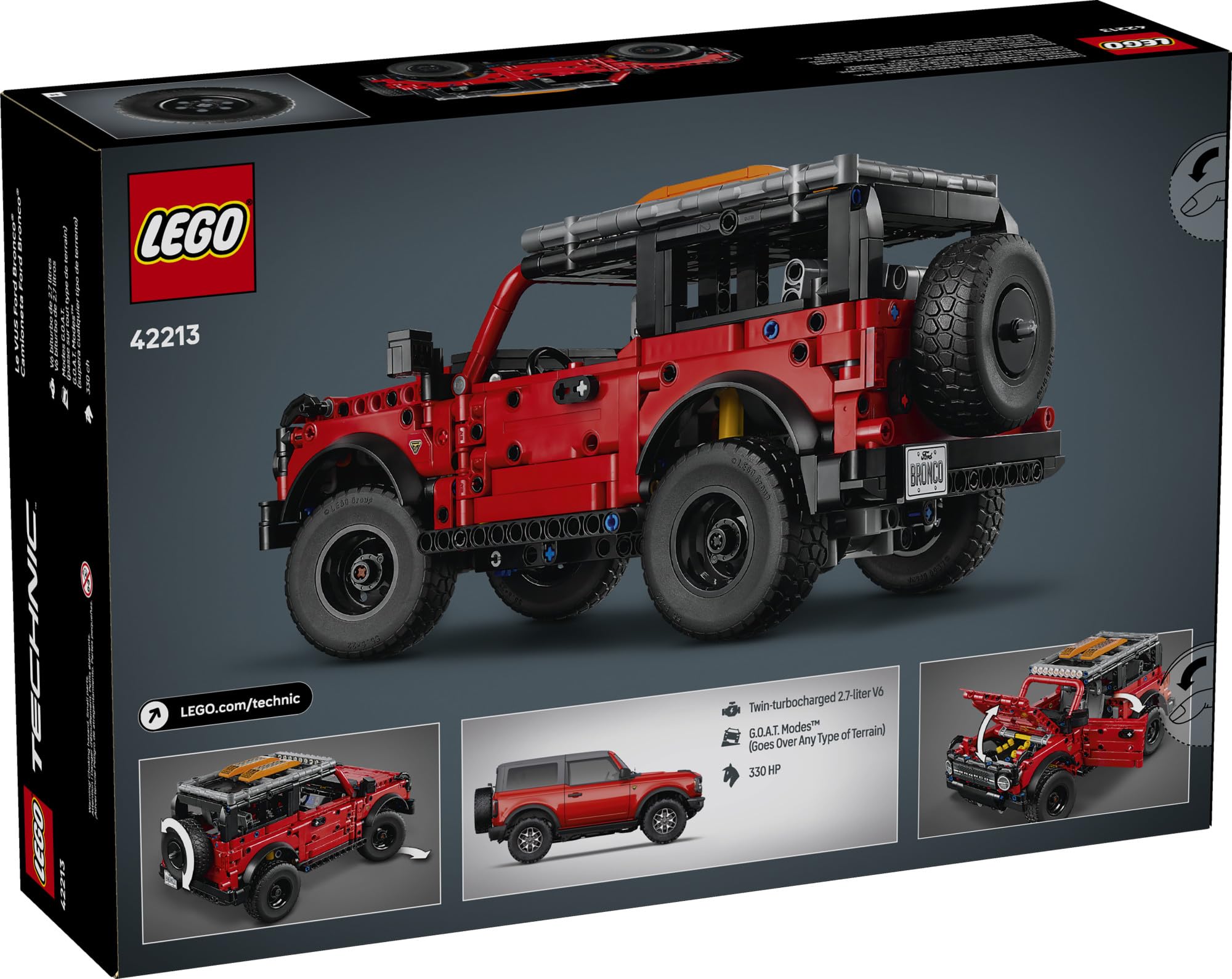 LEGO Technic Ford Bronco Kids Toy Car - Building Toy for Boys and Girls, Ages 10+ - Car Toy and Model Kit - Makes a Cool Birthday Gift for Kids - Authentic Ford Bronco Trim & Details - 42213 - Image 6