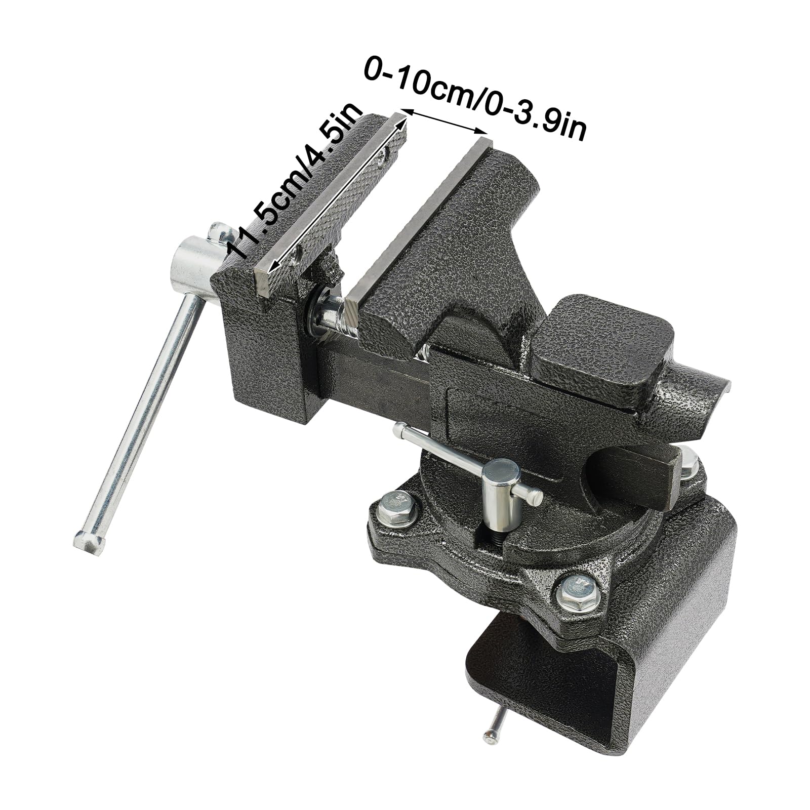 Étau Pince Pince Établi Dispositif d'établi en fonte d'acier Montage Étau Étau de montage Étau 270 degrés 100 mm 115 mm Ouverture 55 mm Pinces de table Bois Métal Atelier (Noir, 4,5")