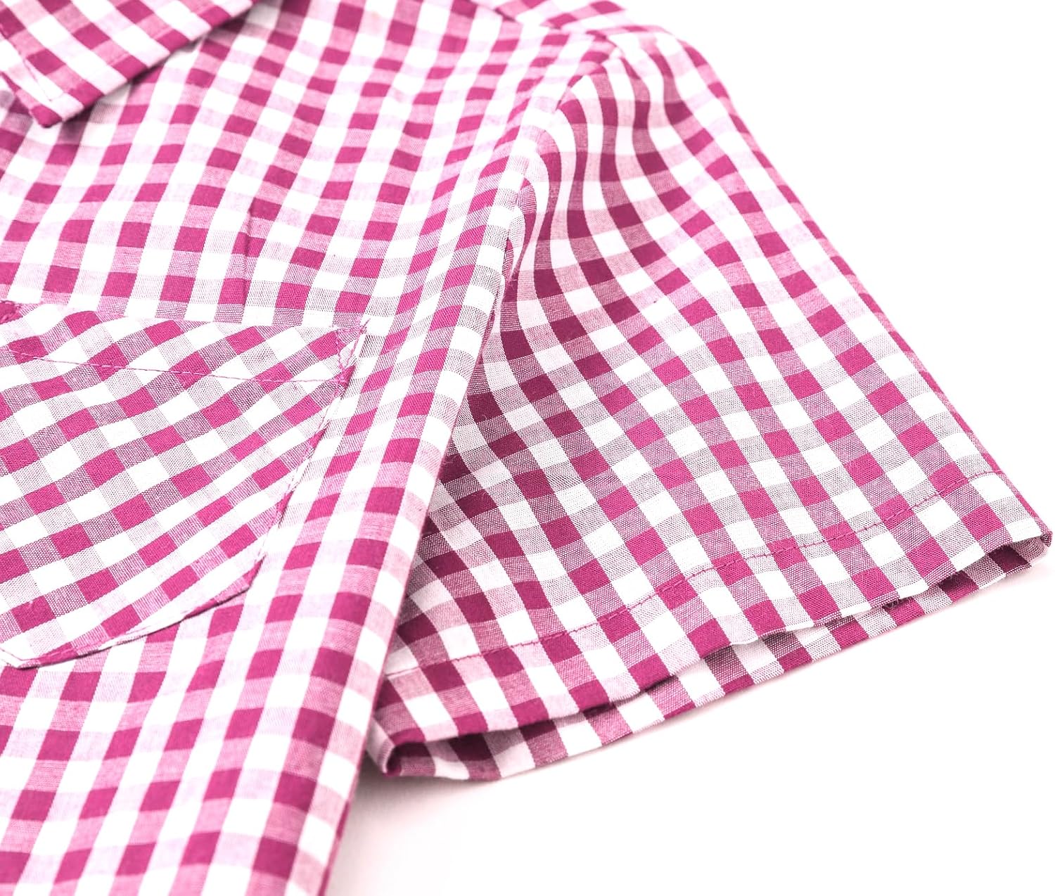 Cromoncent Men's Casual Short Sleeve Buffalo Plaid Shirt - Purple Gingham, Cotton Linen Blend, XX-Large - View #2