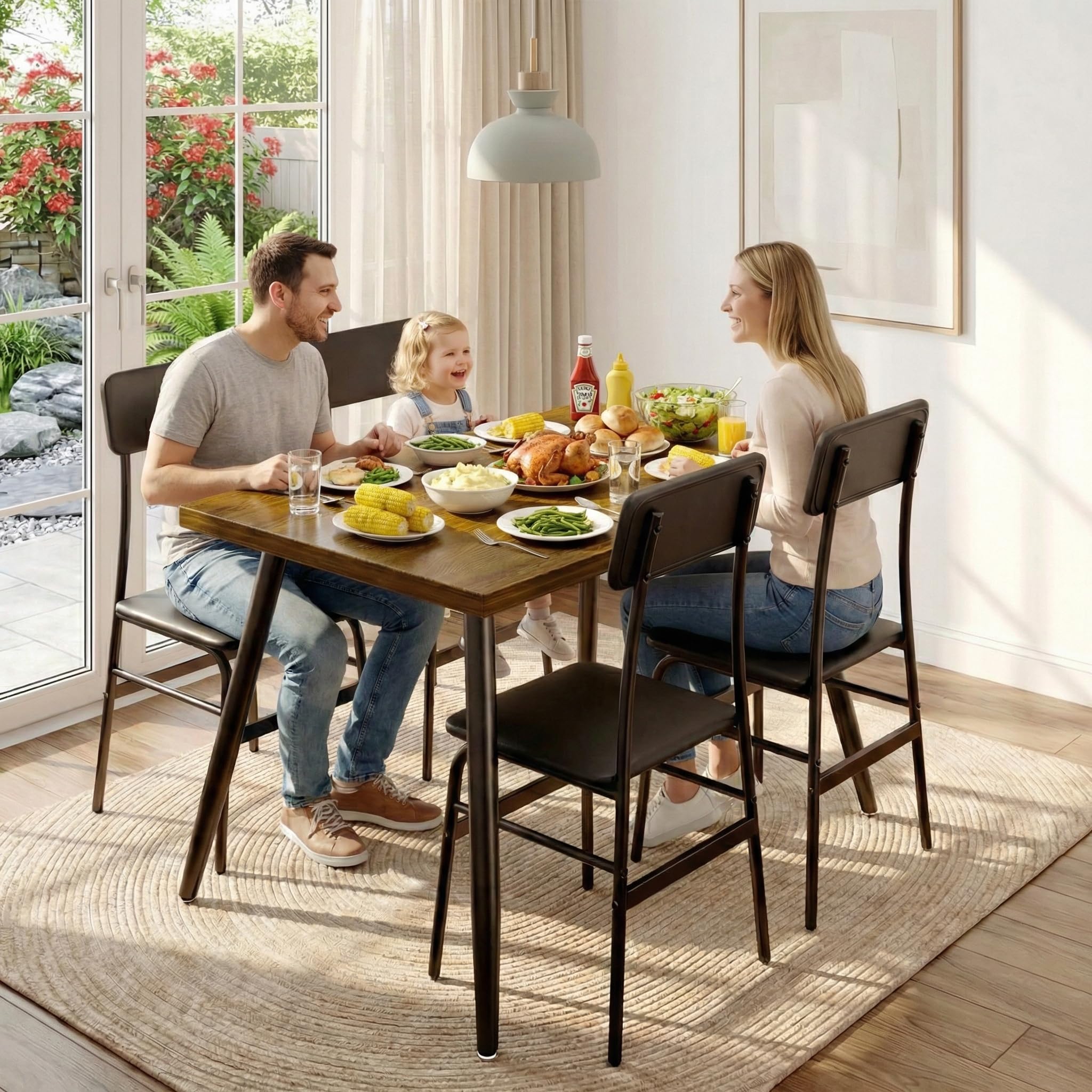 Gizoon 5 Piece Dining Table Set for 4
