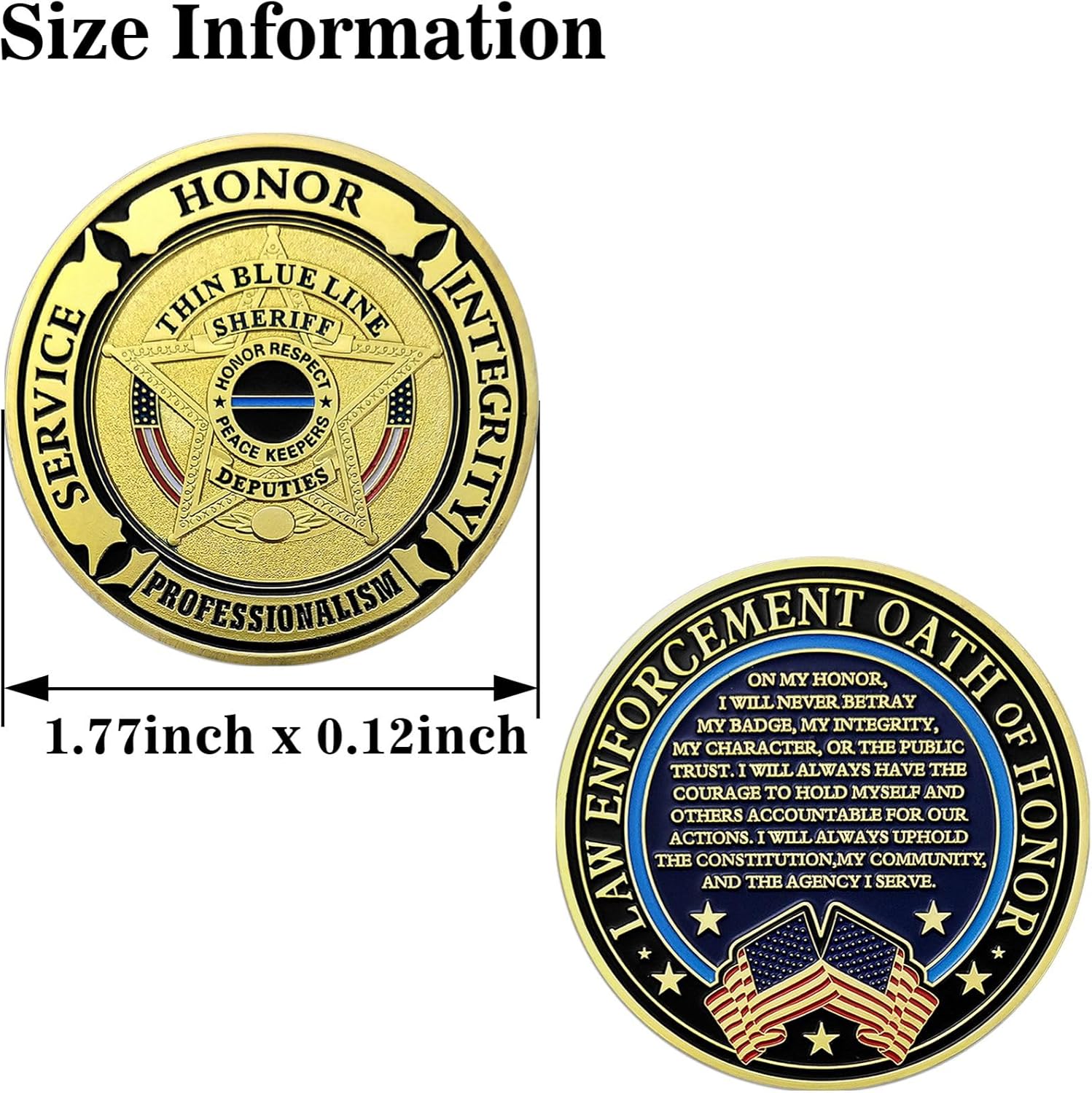 BHealthLife 5 PCS Thin Blue Line Sheriff Coin - Police Challenge Coin Bulk Law Enforcement Prayer Coins - Police Week Appreciation Gifts for Sheriff Police Officer
