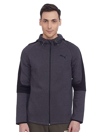 mens EVOSTRIPE Core FZ Hoodie Dark Gray Heath