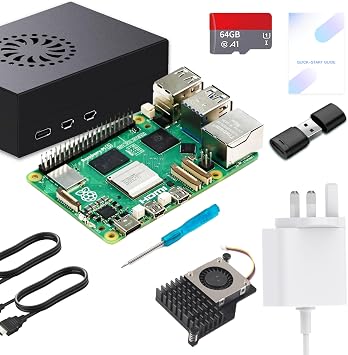Starter Kit for Raspberry Pi 5 4GB RAM, 64GB SD Card pre-Loaded with 64-bit Pi OS
