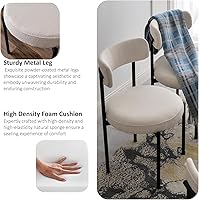 Vista 5 de Dining Chairs Set of 6 Mid-Century Modern Dining Room Chairs Curved Backrest Boucle Chairs Upholstered Kitchen Chairs with Black Metal Legs for