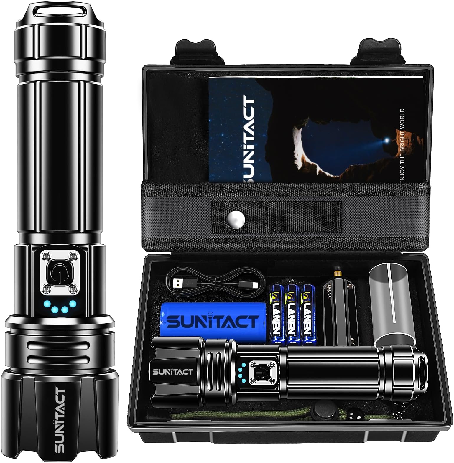 Flashlights High Lumens, Rechargeable Led Flashlight 950000 Lumens XHP70.2, Super Bright Flash Light, High Powered Handheld Flashlights for Emergency Camping Gift, IP67 Waterproof, Adjustable