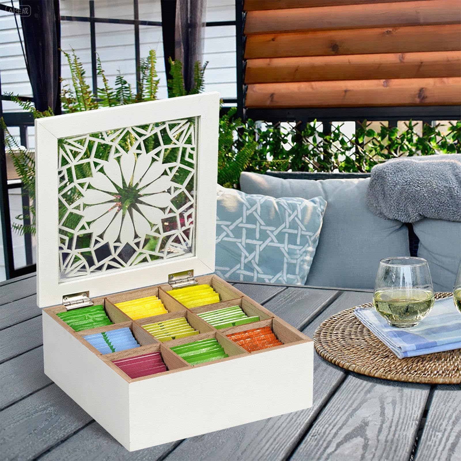 Professioneller Tee Organizer Für Küche | robust, 9 separate Fächer, klare Sicht, einfache Entnahme