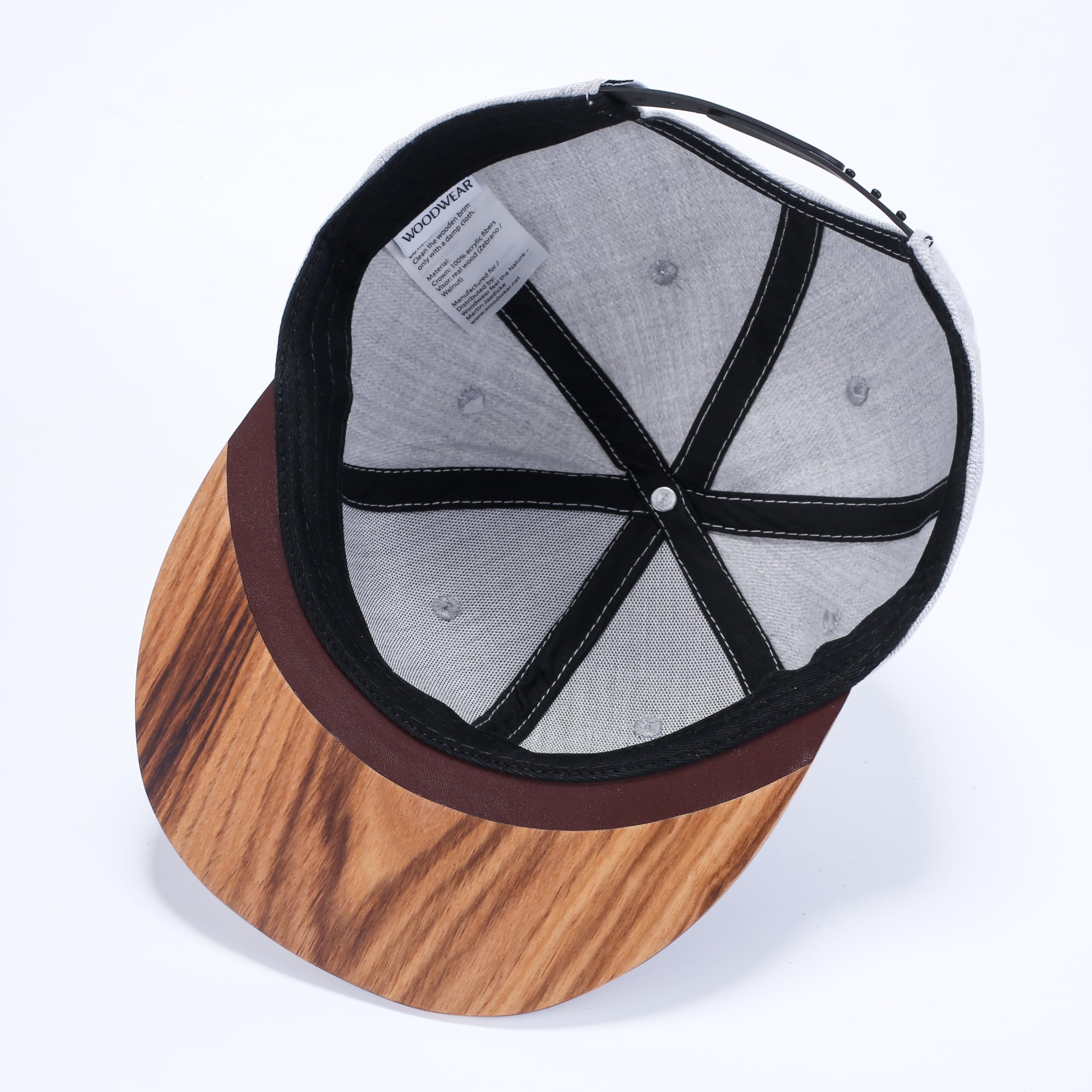 woodwear® Timberline Snapback Grey Timber – Premium Cap mit Echtholz-Schirm aus Walnuss, verstellbar, Unisex Basecap, Streetwear & Outdoor