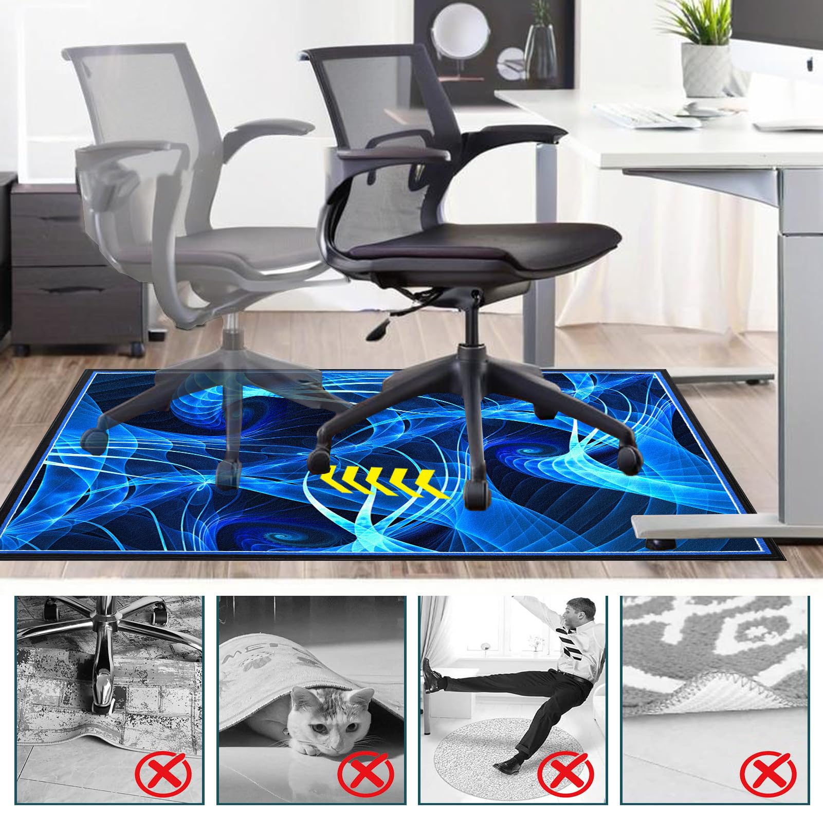 120 x 150 cm Protector Suelo Silla Ruedas Gaming, Alfombra Silla Escritorio Antideslizante Alfombra Oficina para Silla con Ruedas, Alfombra para Silla de Oficina para Suelos Duros