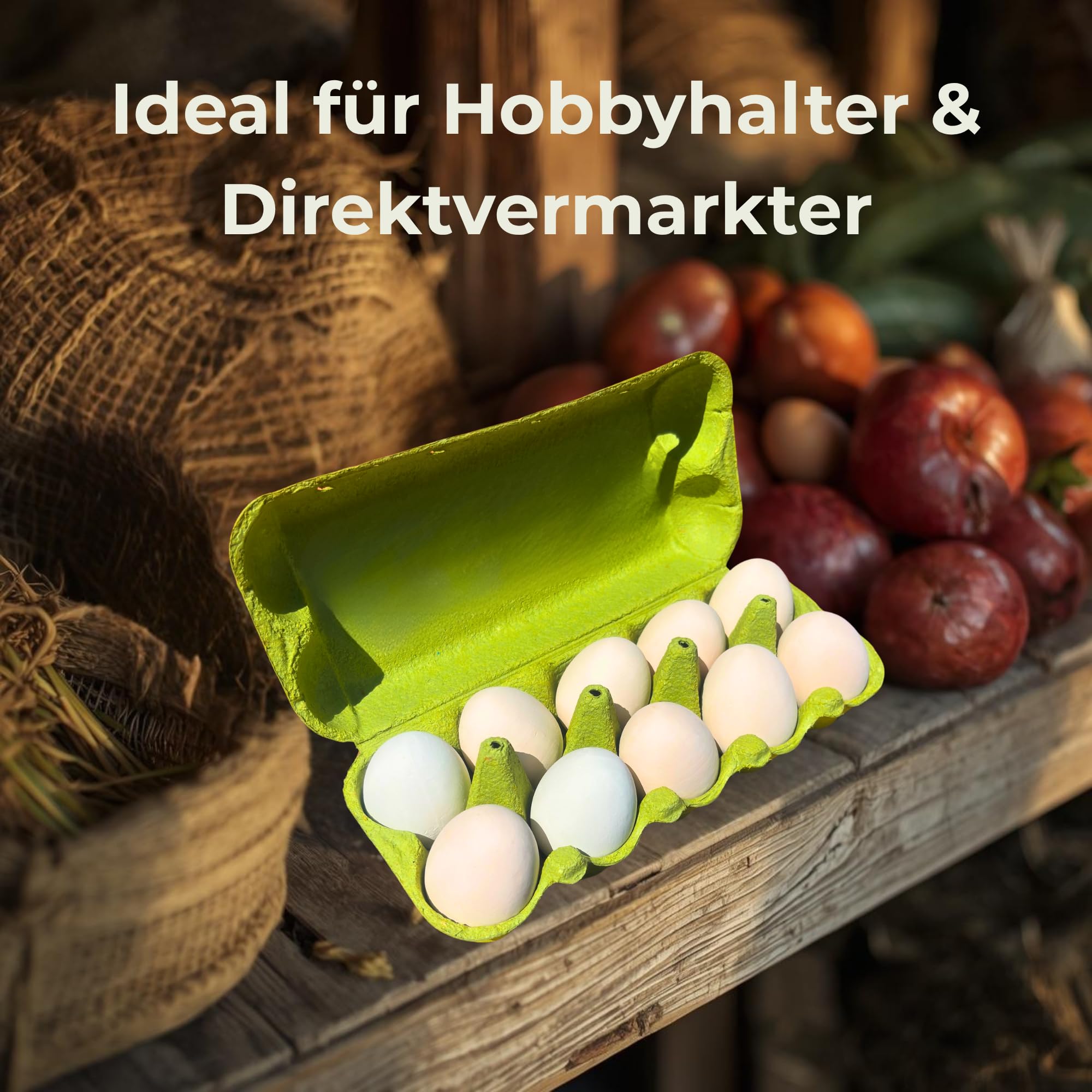 Ingbertson Eierpappen – 50 Stück für je 10 Eier | Stabile Eierkartons aus Pappe | Sicherer Transport & Aufbewahrung von Hühnereiern (Leaf Green)