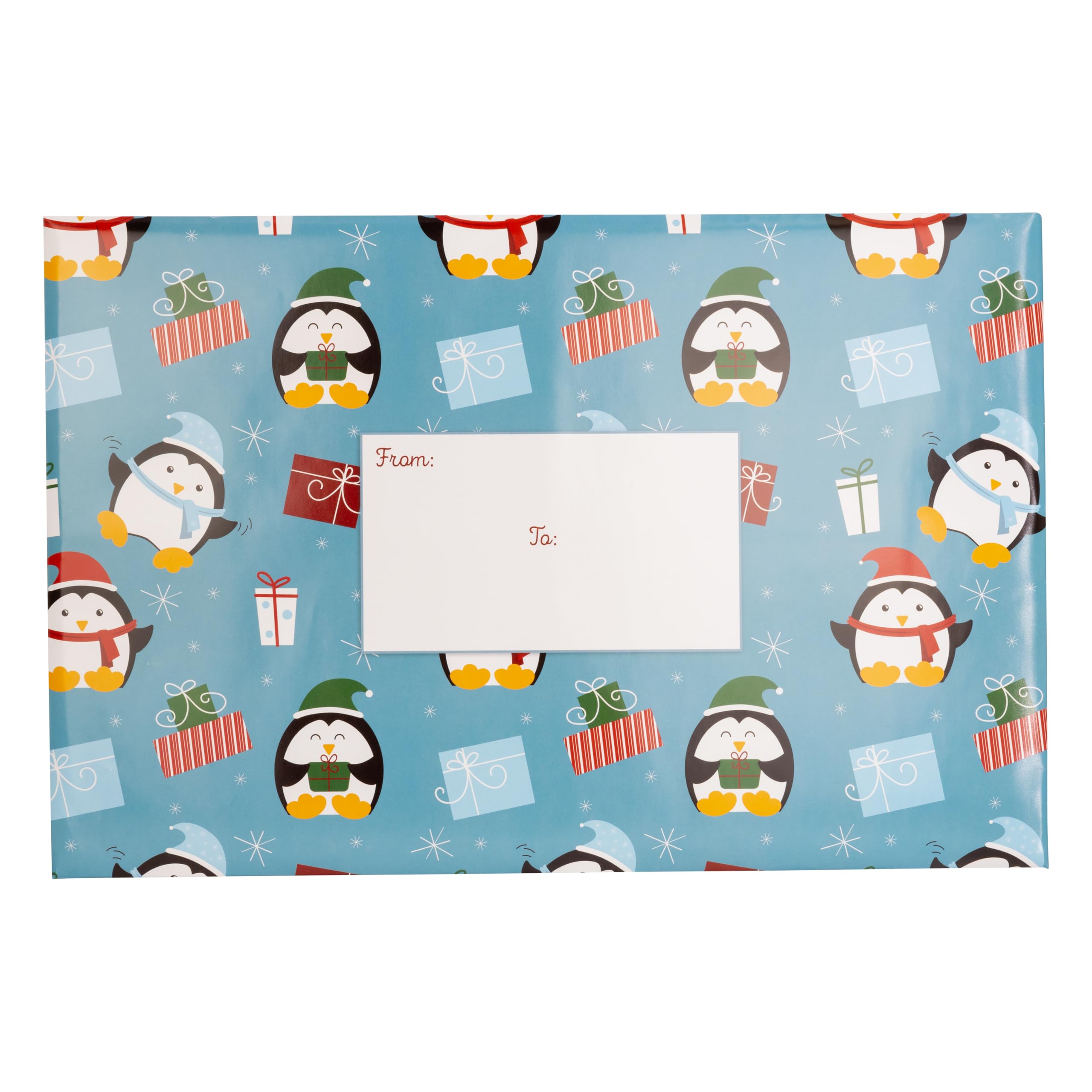 PackRite Holiday Bubble Mailers Christmas Padded Envelopes Self-Sealing Decorative Mailing Envelopes, 6 Pack, Penguin Presents, Large 10.5 x 16 Bubble
