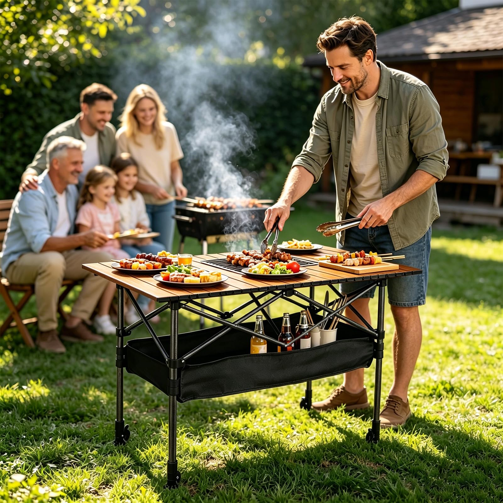 Campingtisch Klappbar, Klapptisch Höhenverstellbar 95x55cm
