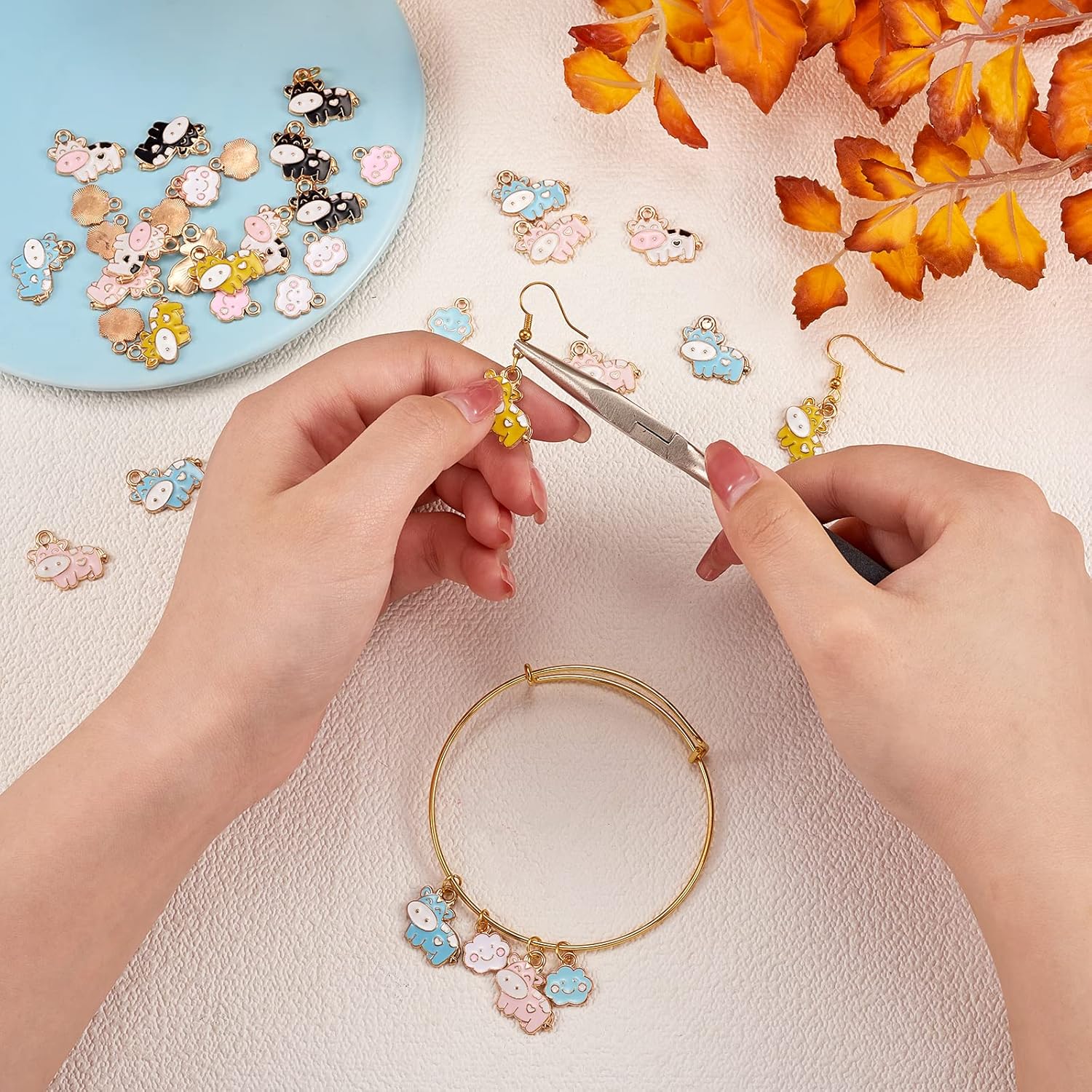 40 Pieces Cow Enamel Charm Pendant Colorful Alloy Enamel Charm Animal Pendant for Jewelry Necklace Bracelet Earring Making Crafts - Image 4