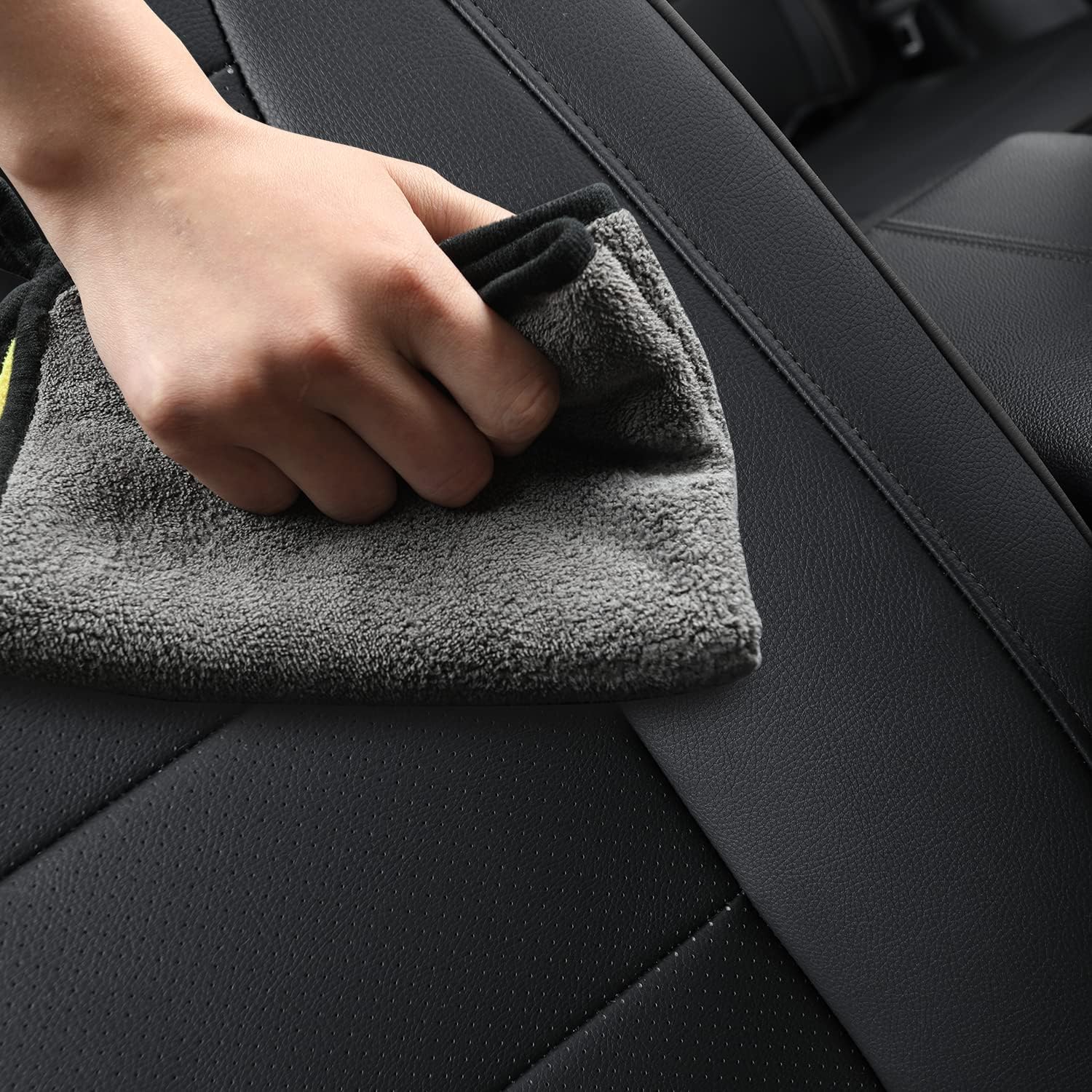 RISINGSTAR Terrain Seat Covers, fit for 2018-2024 GMC Terrain SUV with Rear Split Seats, Water Proof Faux Leather(Full Set, Black)