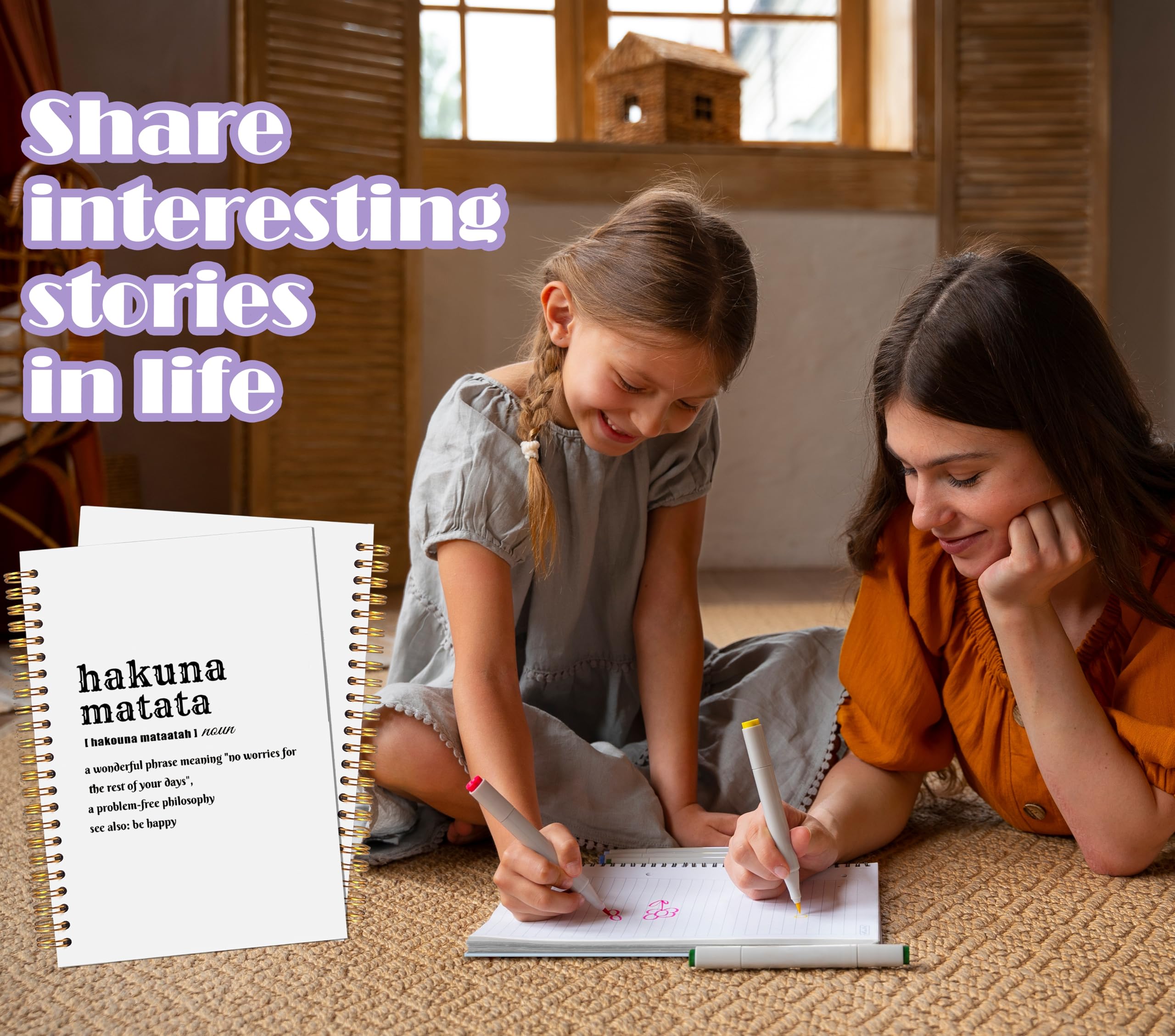 Hakuna Matata notatnik motywacyjny 14 x 21 cm, inspirujący dziennik afirmacji pozytywnej do robienia notatek, pozytywne prezenty dla mężczyzn i kobiet, twarda okładka spiralna