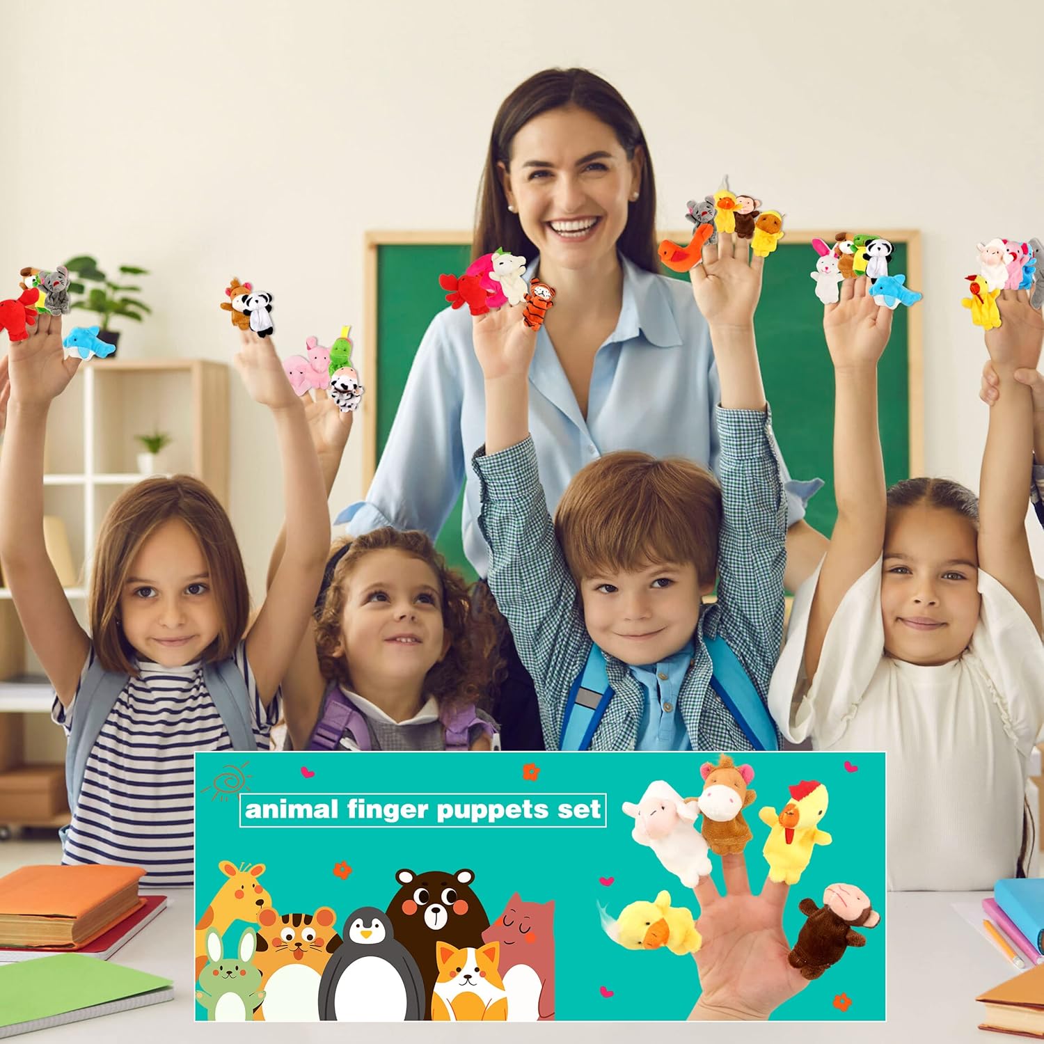 120 Pcs Small Plush Animal Finger Puppets Bulk Mini Stuffed Animal Finger Puppet Tiny Plush Finger Puppet Set for Puppet Show Storytelling Props Educational Toy Children's Day Birthday Gift, 24 Style